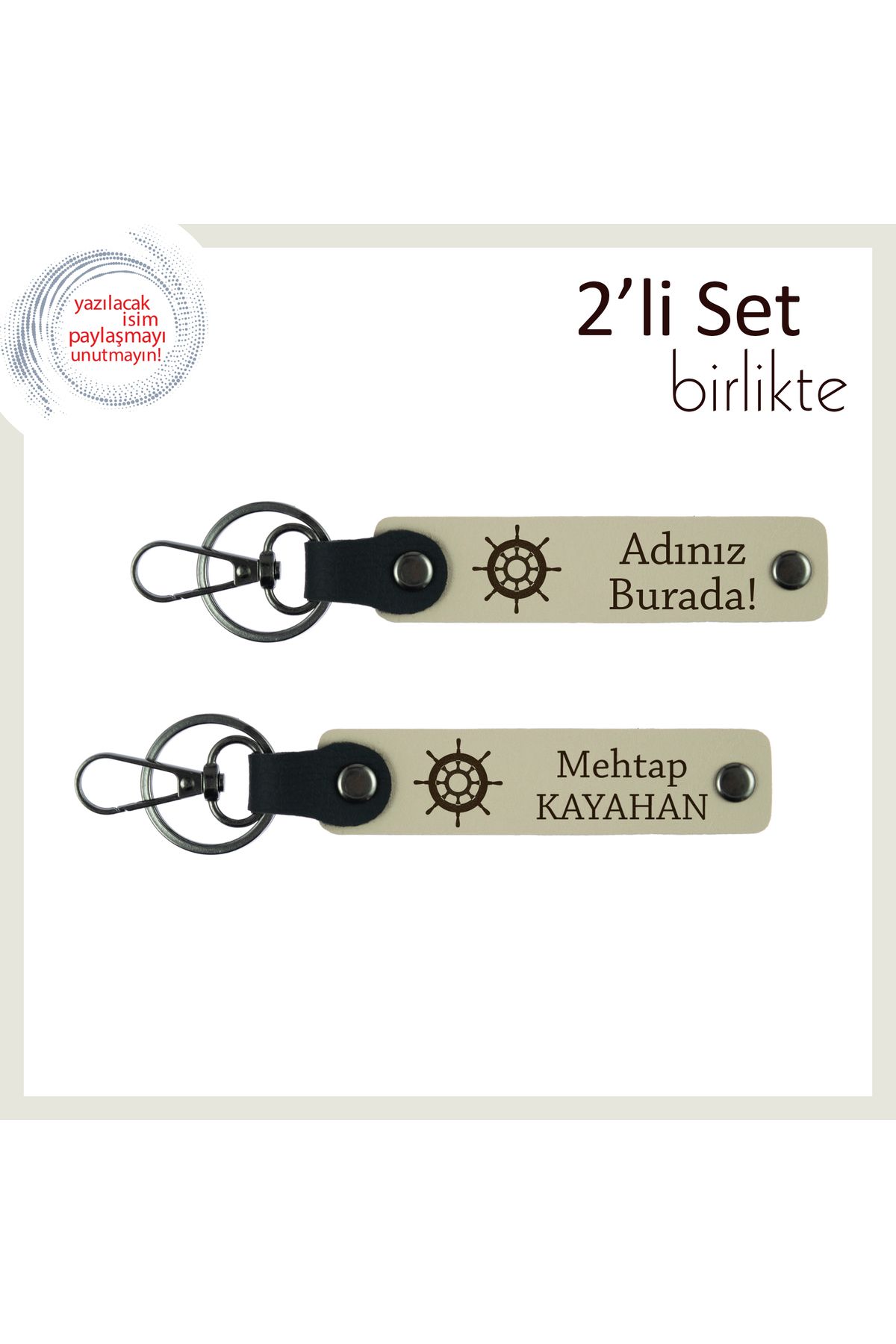 Miaju Sevgiliye Duygu ve Yön Yüklü Hediye, Gemi Figürlü Deri Anahtarlık Seti, Sütlü Kahve-Sütlü Kahve