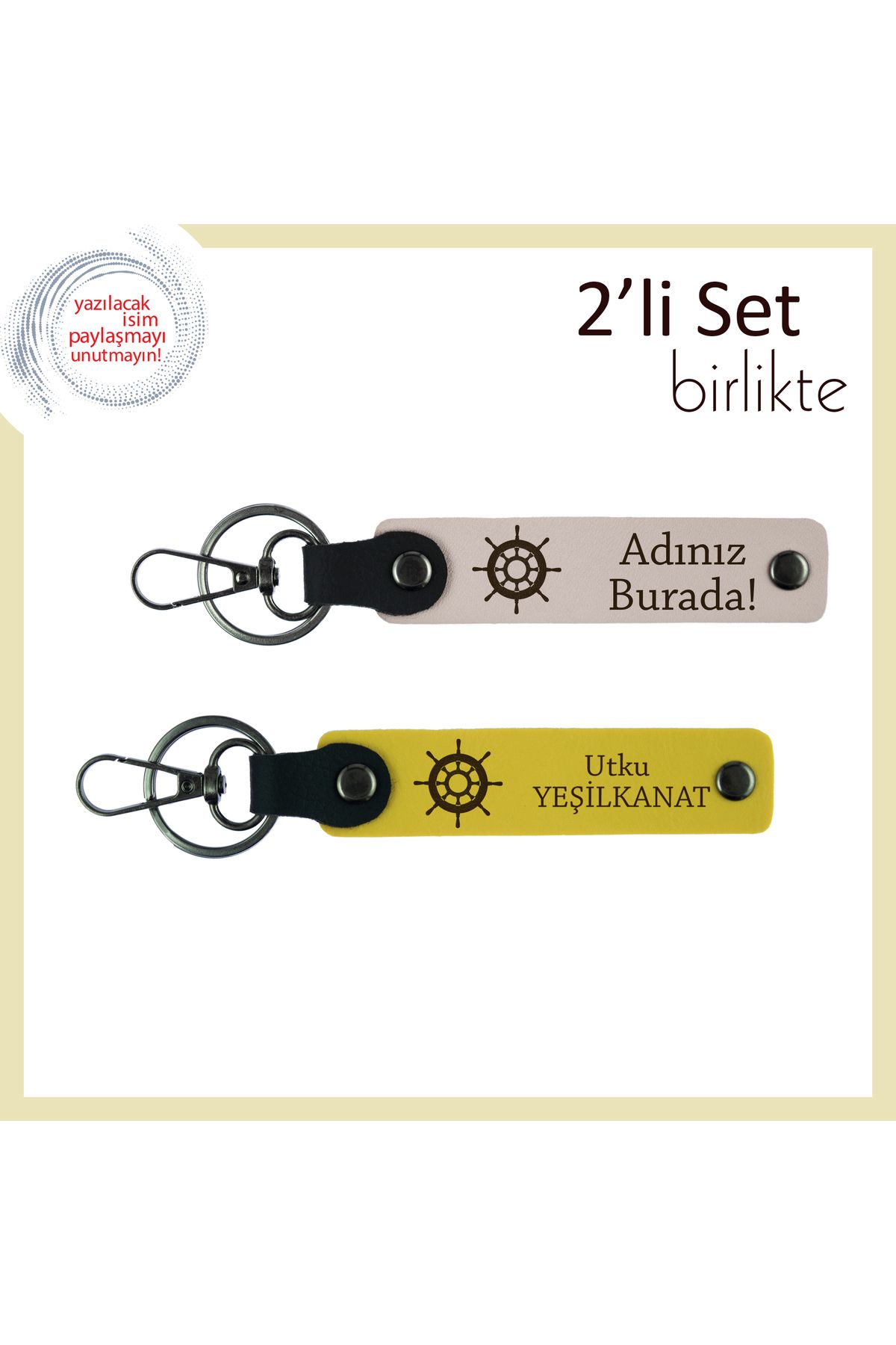 Miaju Eşinize Uygun Minimal Tasarım, Gemi Temalı Deri Anahtarlık Takımı, Kişiselleştirilebilir, Pudra-Sarı