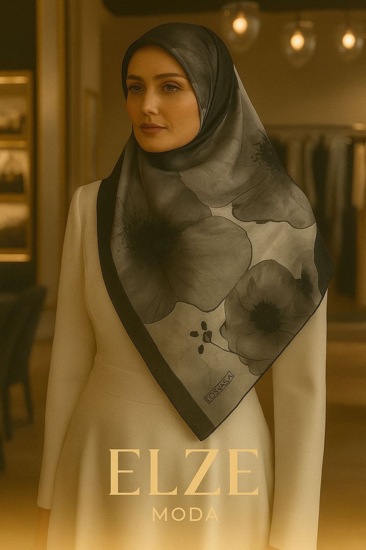 ELZE MODA GELİNCİK DESENLİ PAMUK VUAL ŞAL