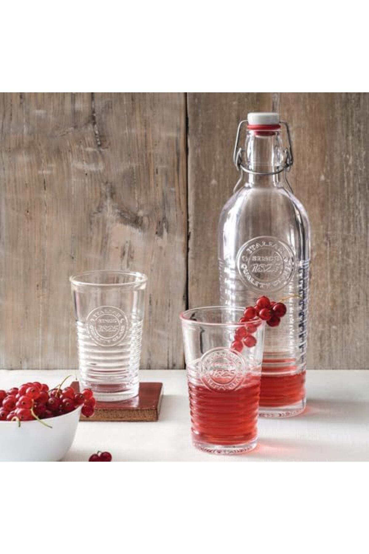 Bormioli Rocco-Officina Water Bottle, Italian Glass Pitcher, Airtight Seal, Metal Clamp, Easy To Carry Handle, 1.2L 5