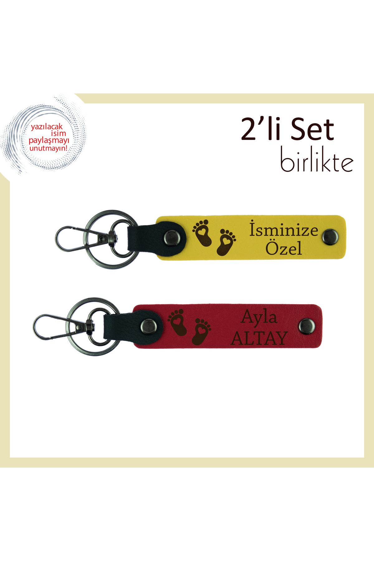 Miaju Yeni Doğum Yapan Yakınınıza Verilebilecek En Anlamlı Hediye, Kalpli Ayak Temalı Set, Sarı-Kırmızı