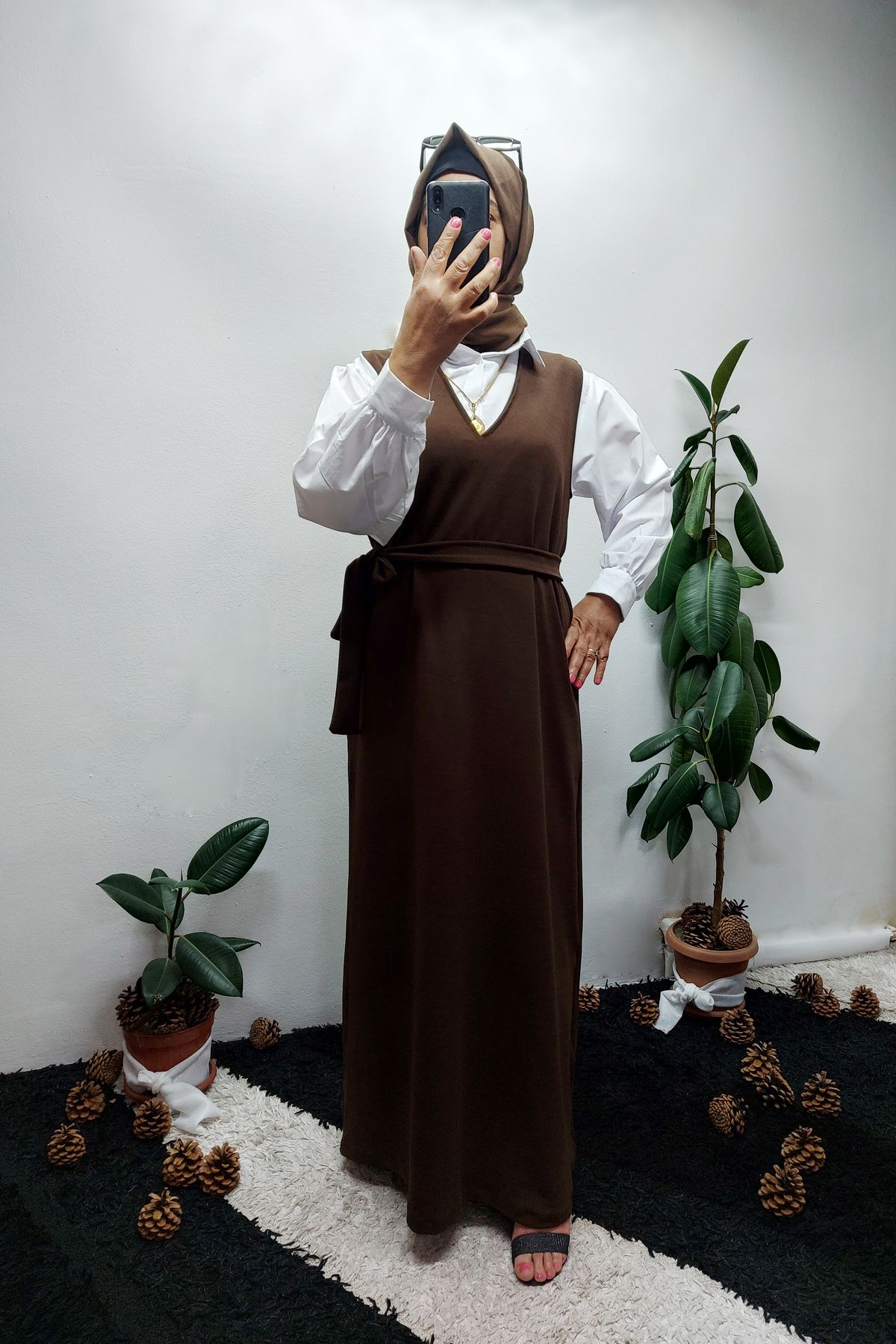 Azra Jile Elbise Bordo Örme Likralı Kumaş