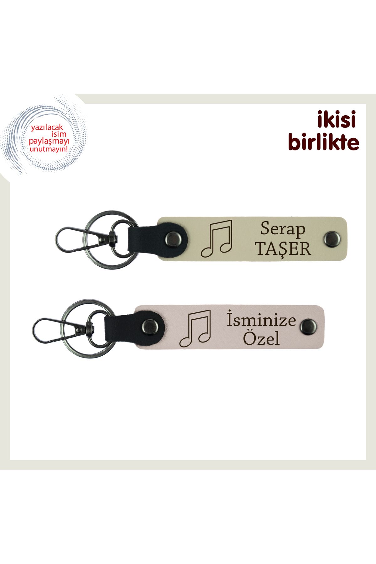 Miaju İlk Buluşmanızdaki Şarkıya Anlamlı Hatıra, Kişiselleştirilebilir Deri Anahtarlık Set, S Kahve-Pudra