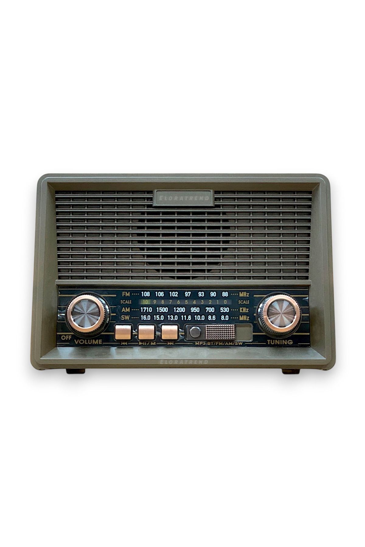 Eloratrend RT-569 Güneş Enerjili Bluetooth Nostaljik Radyo | USB, SD Kart, AUX Destekli Müzik Çalar