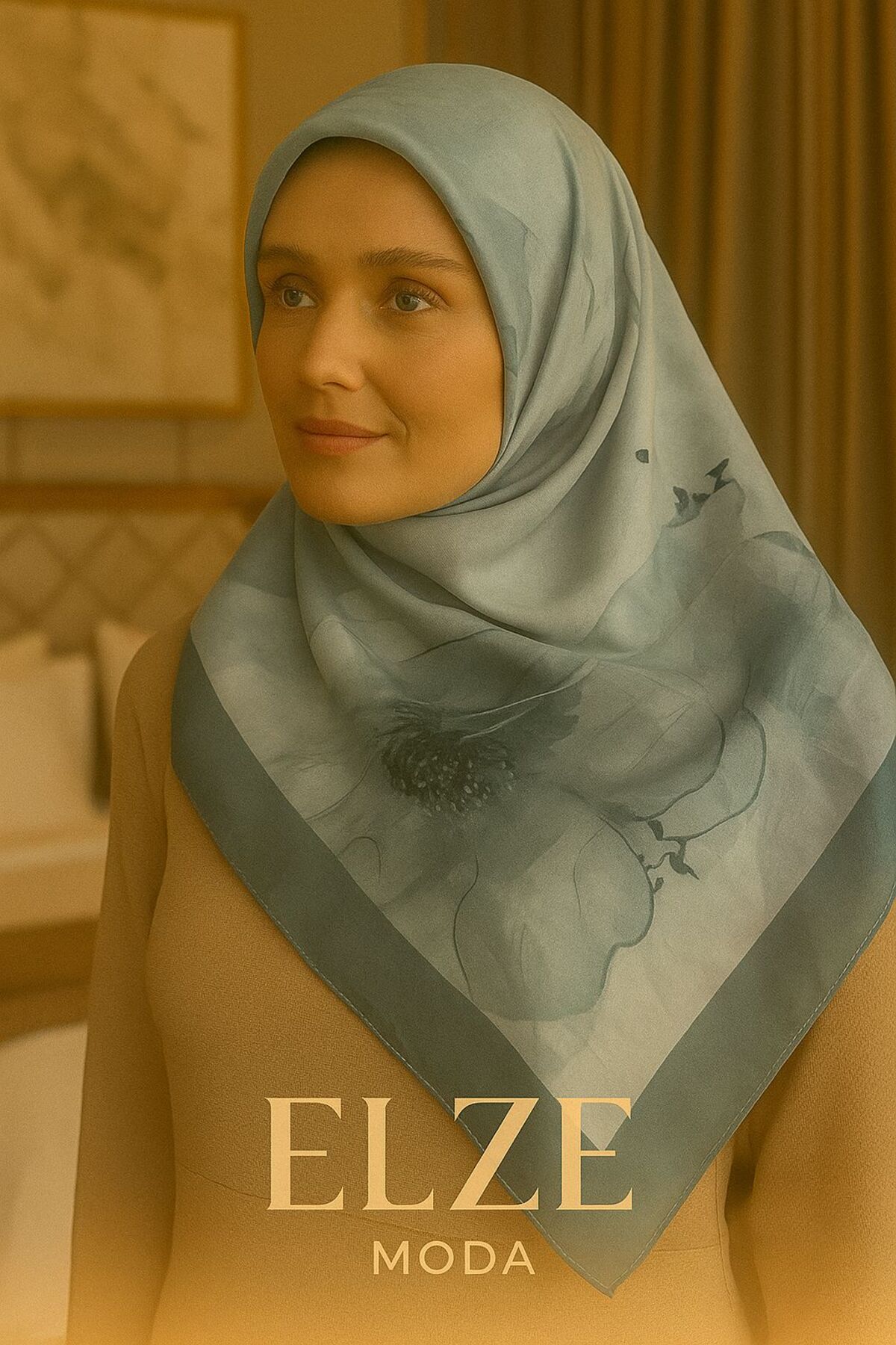 ELZE MODA GELİNCİK DESENLİ PAMUK VUAL ŞAL