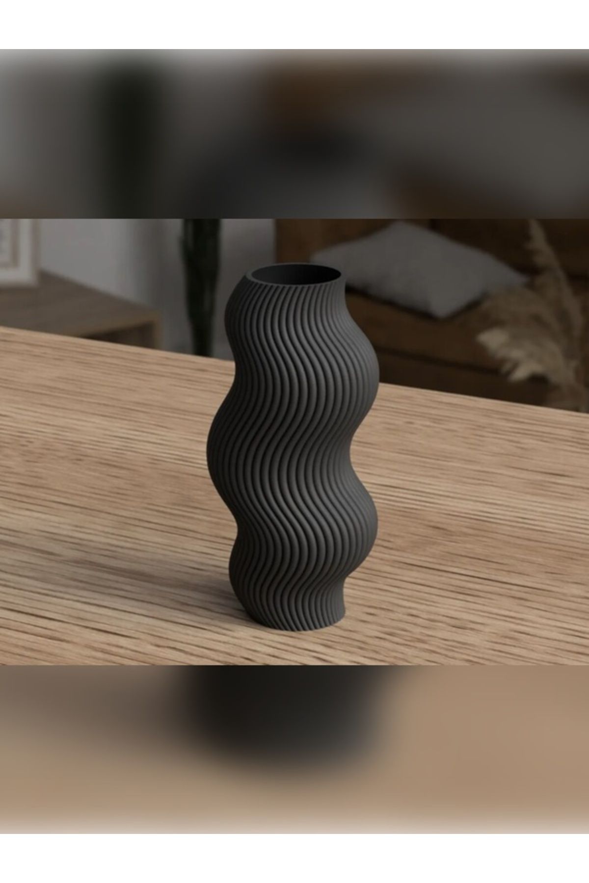 Shapely3D Siyah Organik Dalga Formlu Dekoratif Vazo