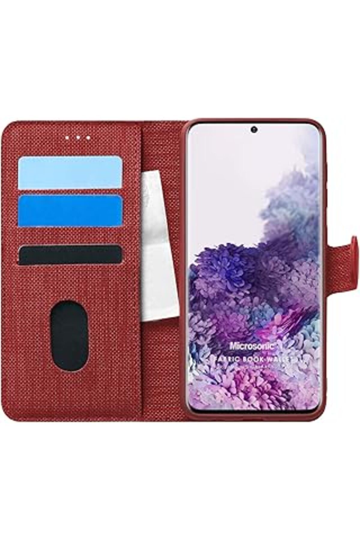 Karachil Microsonic Samsung Galaxy S20 Plus Için Kılıf Fabric Book Wallet Kırmızı [Galaxy S20 Plus Ile Uyuml