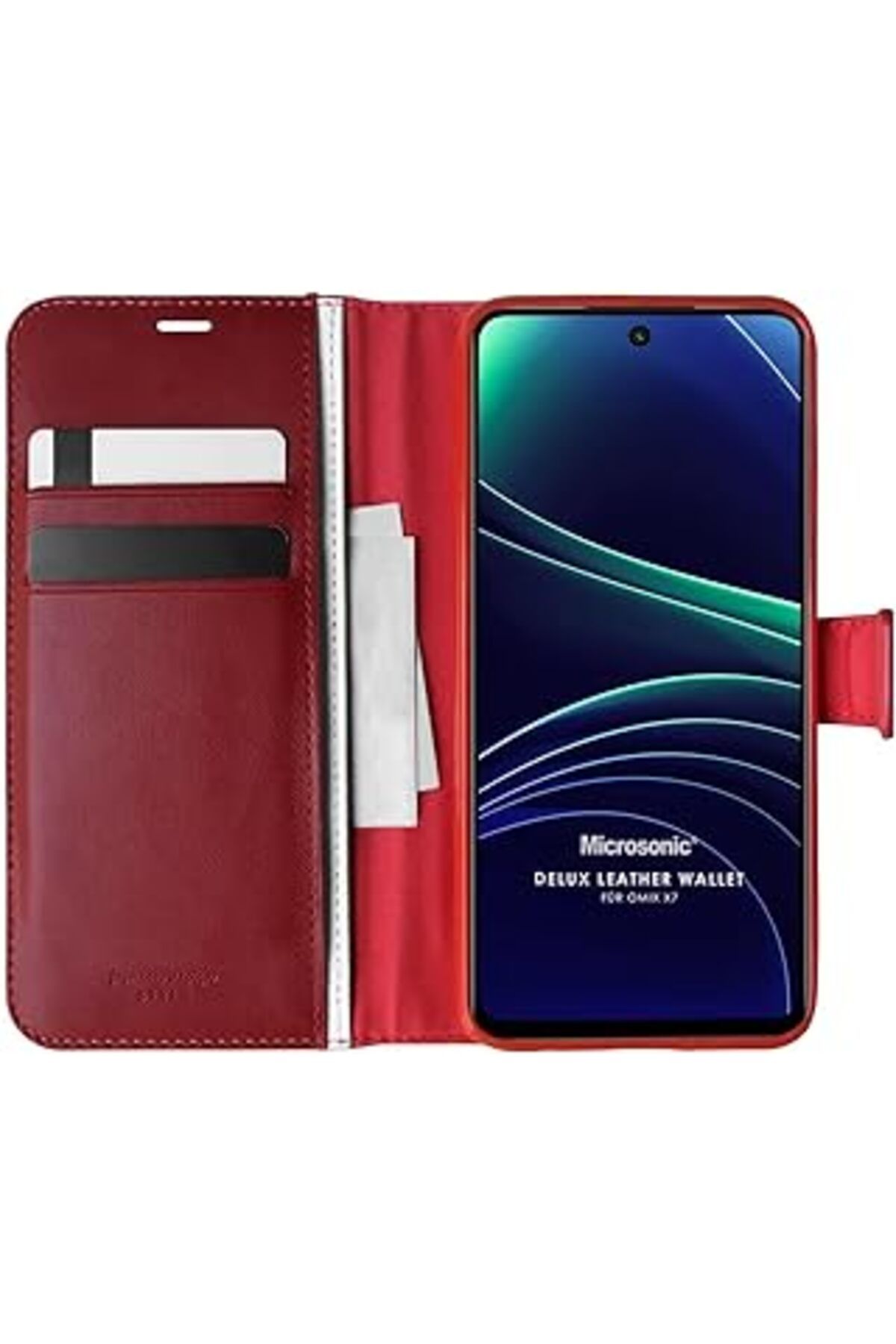 Karachil Microsonic Omix X7 Kılıf Delux Leather Wallet Kırmızı [X7 Ile Uyumlu Kılıf - Kırmızı]