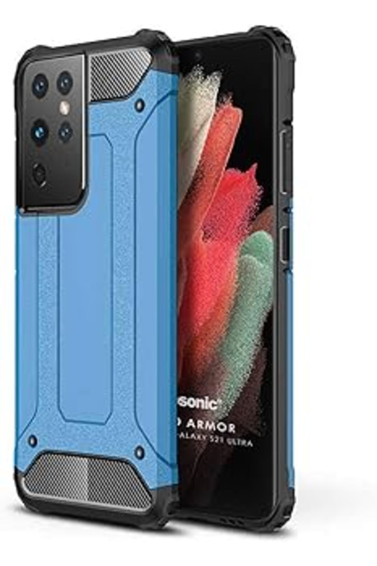 Karachil Microsonic Samsung Galaxy S21 Ultra Için Kılıf Rugged Armor Mavi [Galaxy S21 Ultra Ile Uyumlu Kılıf