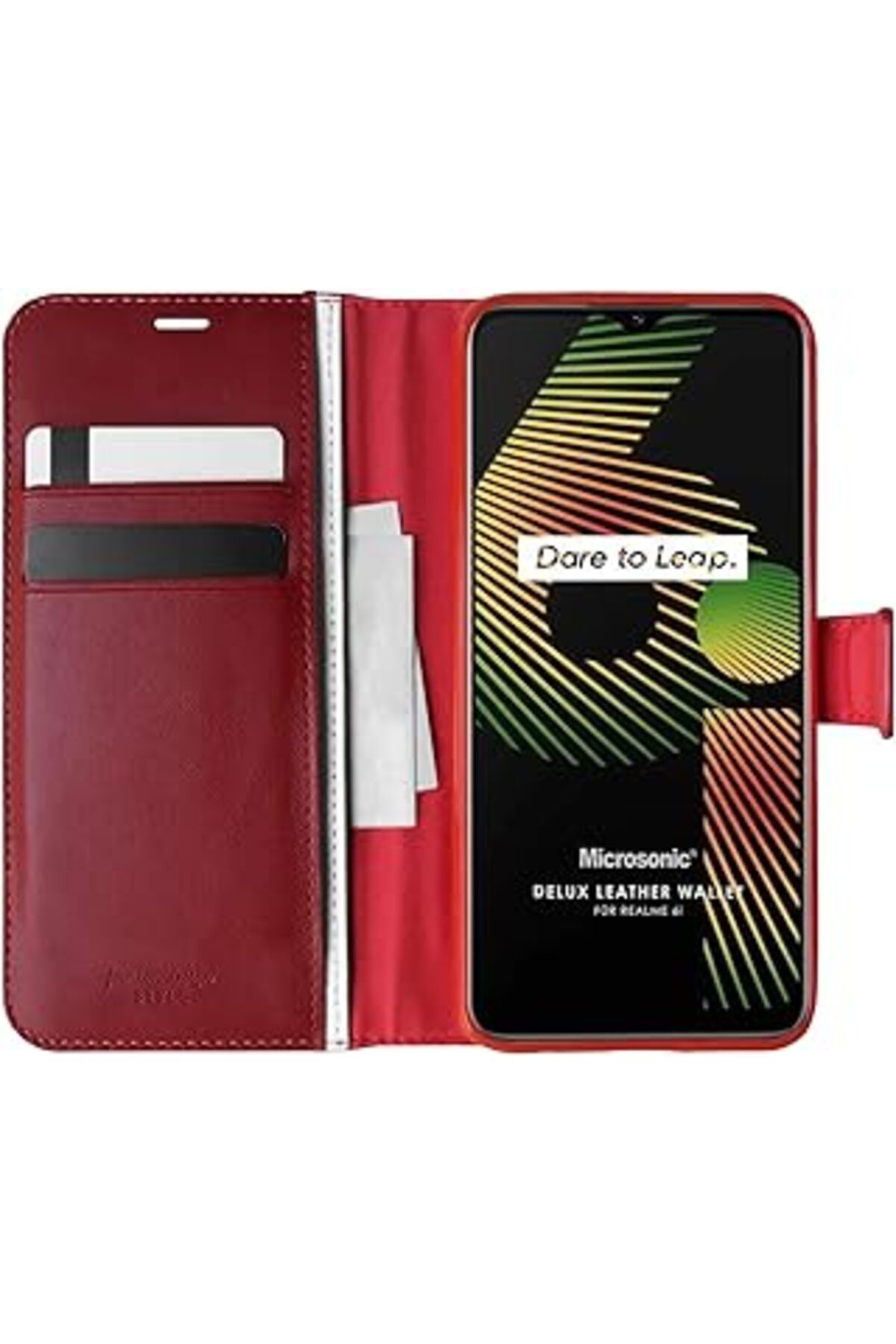 Karachil Microsonic Realme 6I Için Kılıf Delux Leather Wallet Kırmızı [Realme 6I Ile Uyumlu Kılıf - Kırmızı]