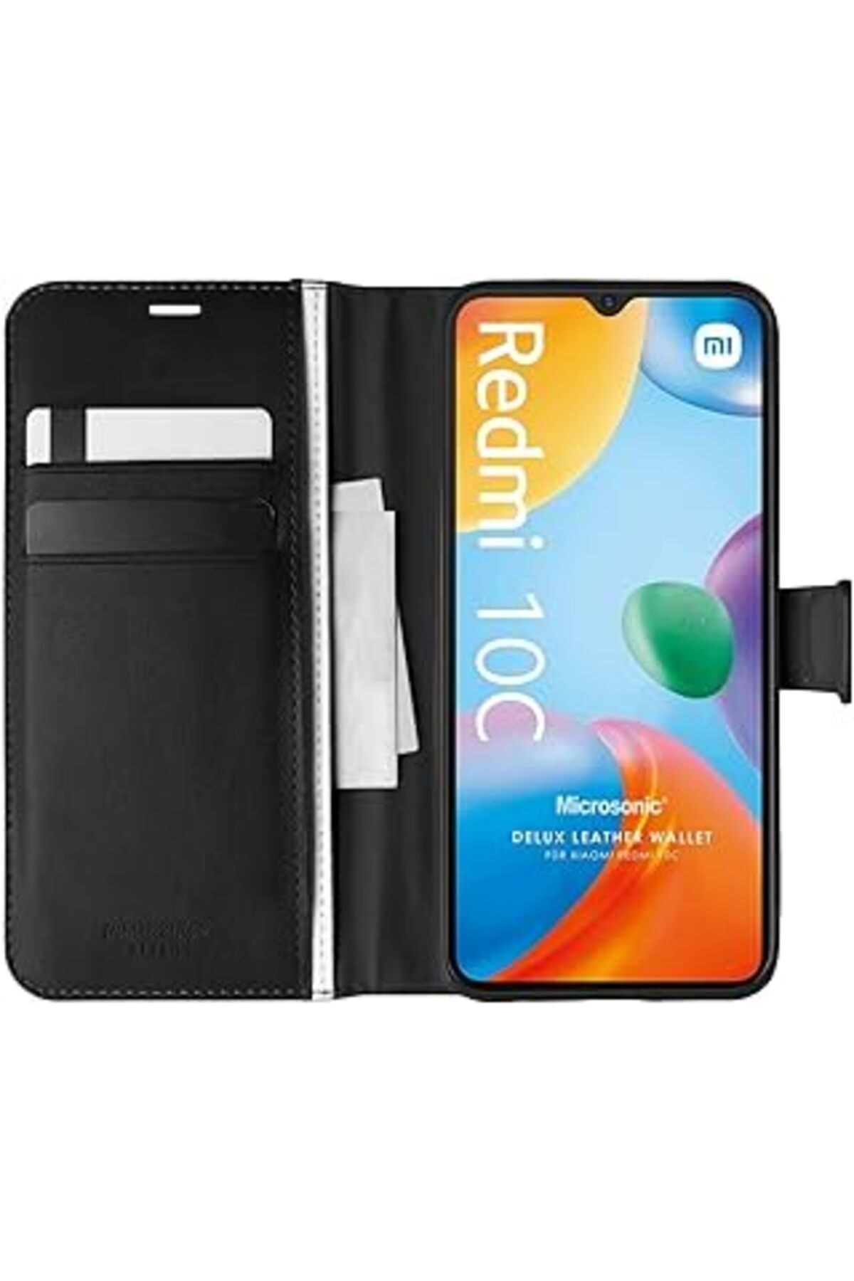 Karachil Microsonic Xiaomi Redmi 10C Için Kılıf Delux Leather Wallet Siyah [Redmi 10C Ile Uyumlu Kılıf - Siy