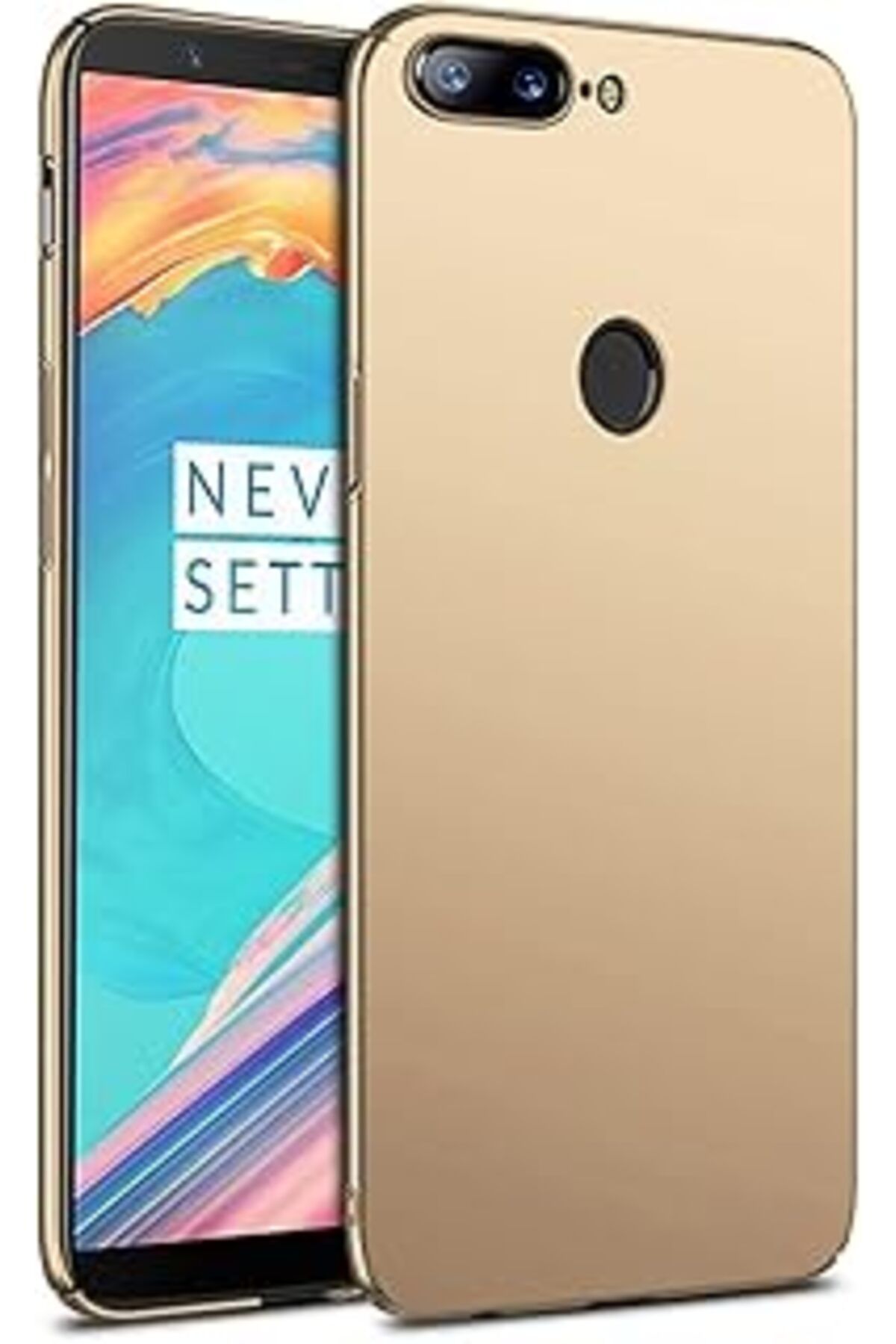 Karachil Oneplus 5T Uyumlu Sert Rubber Silikon Kılıf (Altın Rengi)