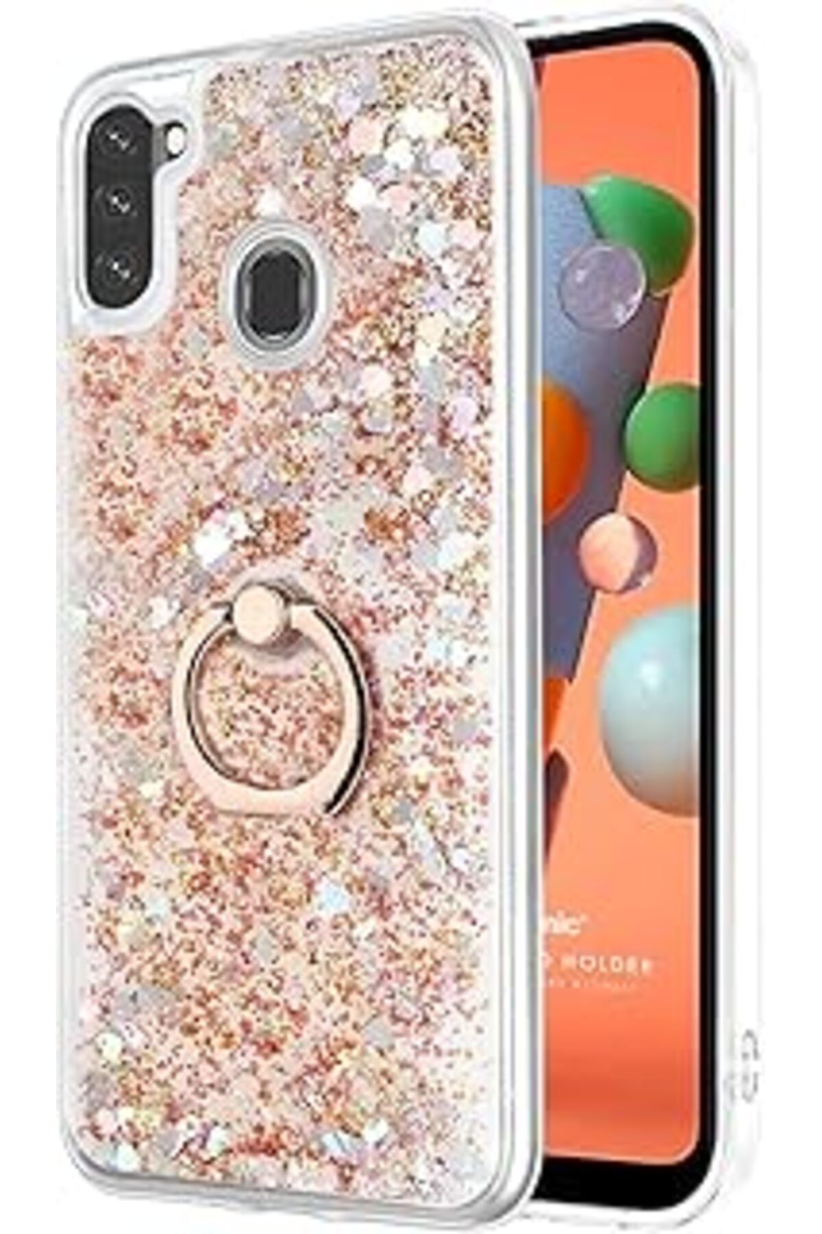 Karachil Microsonic Samsung Galaxy A11 Için Kılıf Glitter Liquid Holder Gold [Galaxy A11 Ile Uyumlu Kılıf -