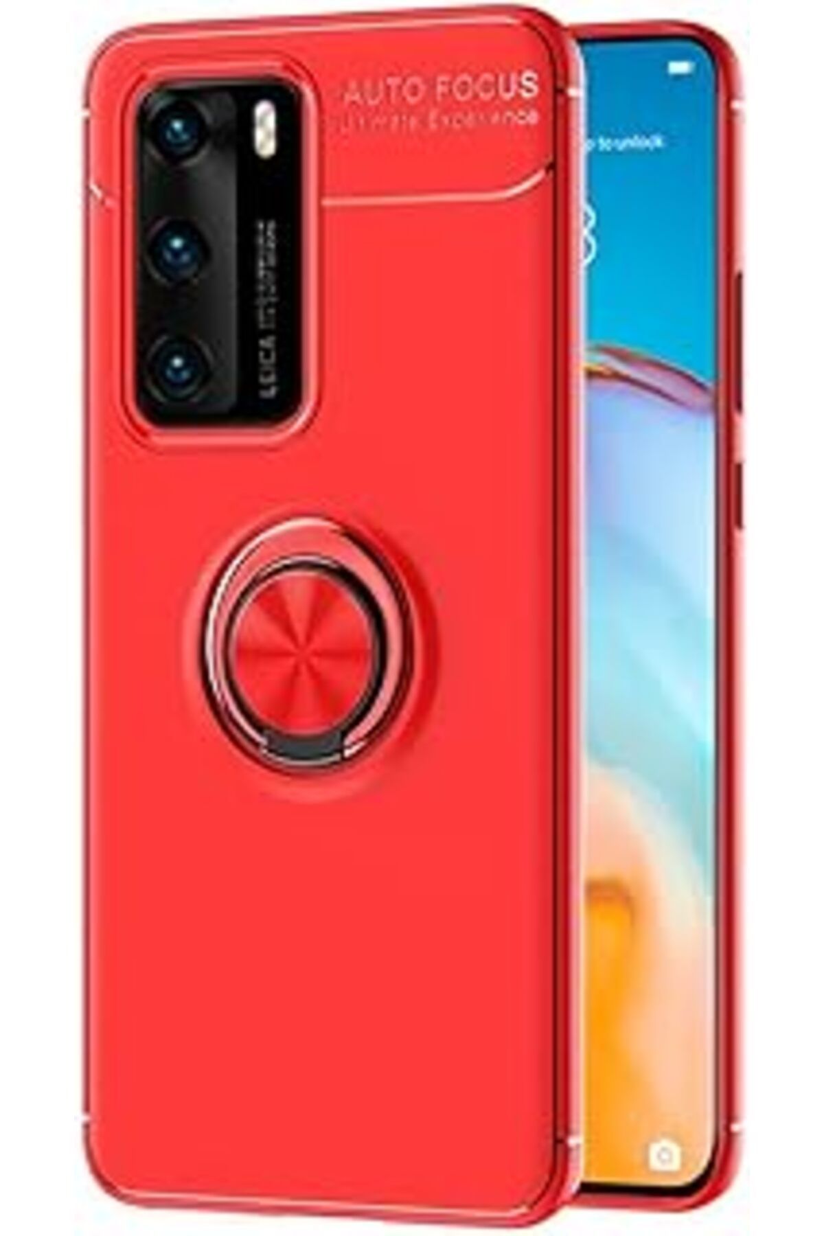 Pazarcan Microsonic Huawei P40 Için Kılıf Kickstand Ring Holder Kırmızı [P40 Ile Uyumlu Kılıf - Kırmızı]