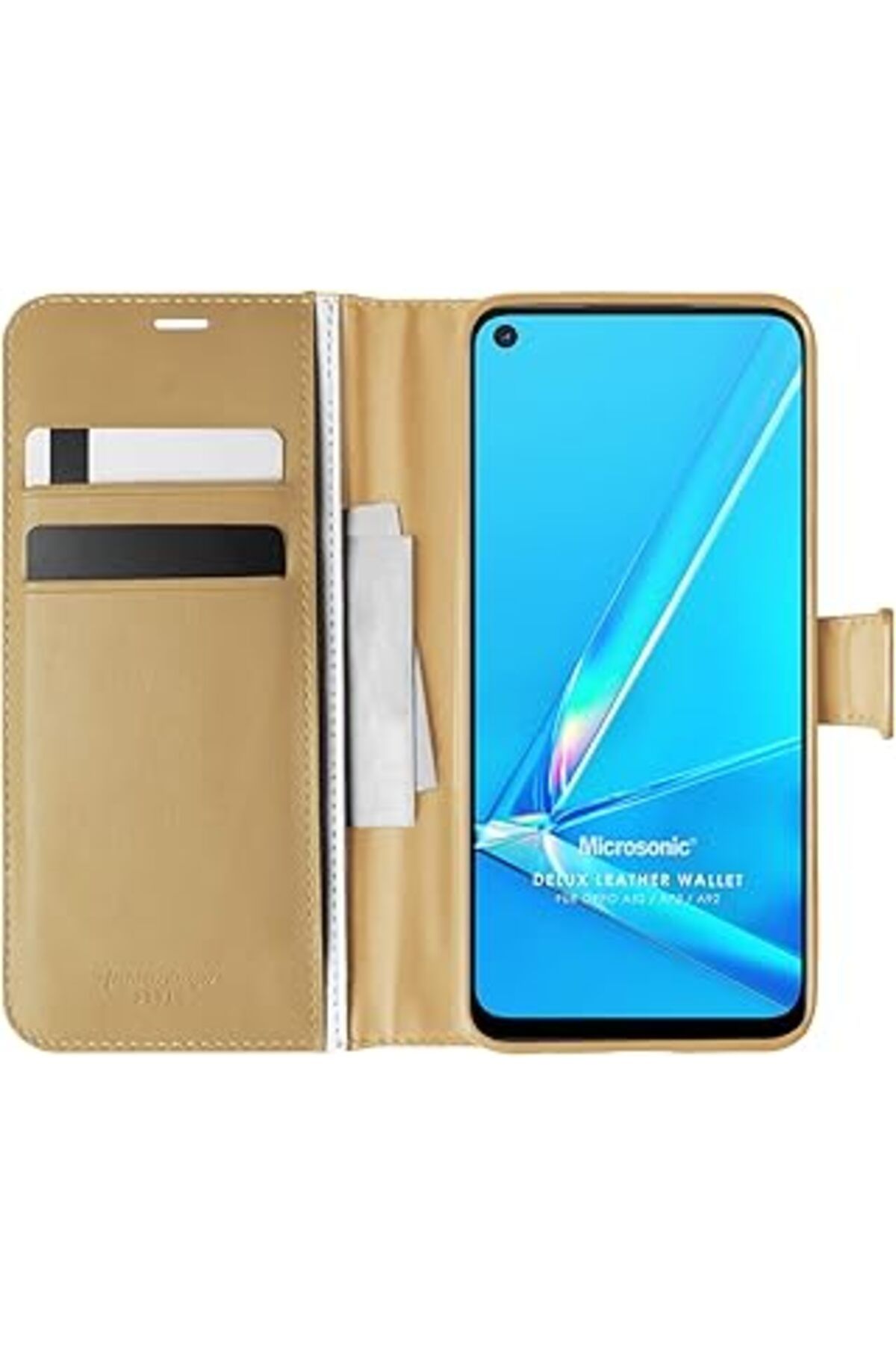 Karachil Microsonic Oppo A72 Için Kılıf Delux Leather Wallet Gold [A72 Ile Uyumlu Kılıf - Gold]