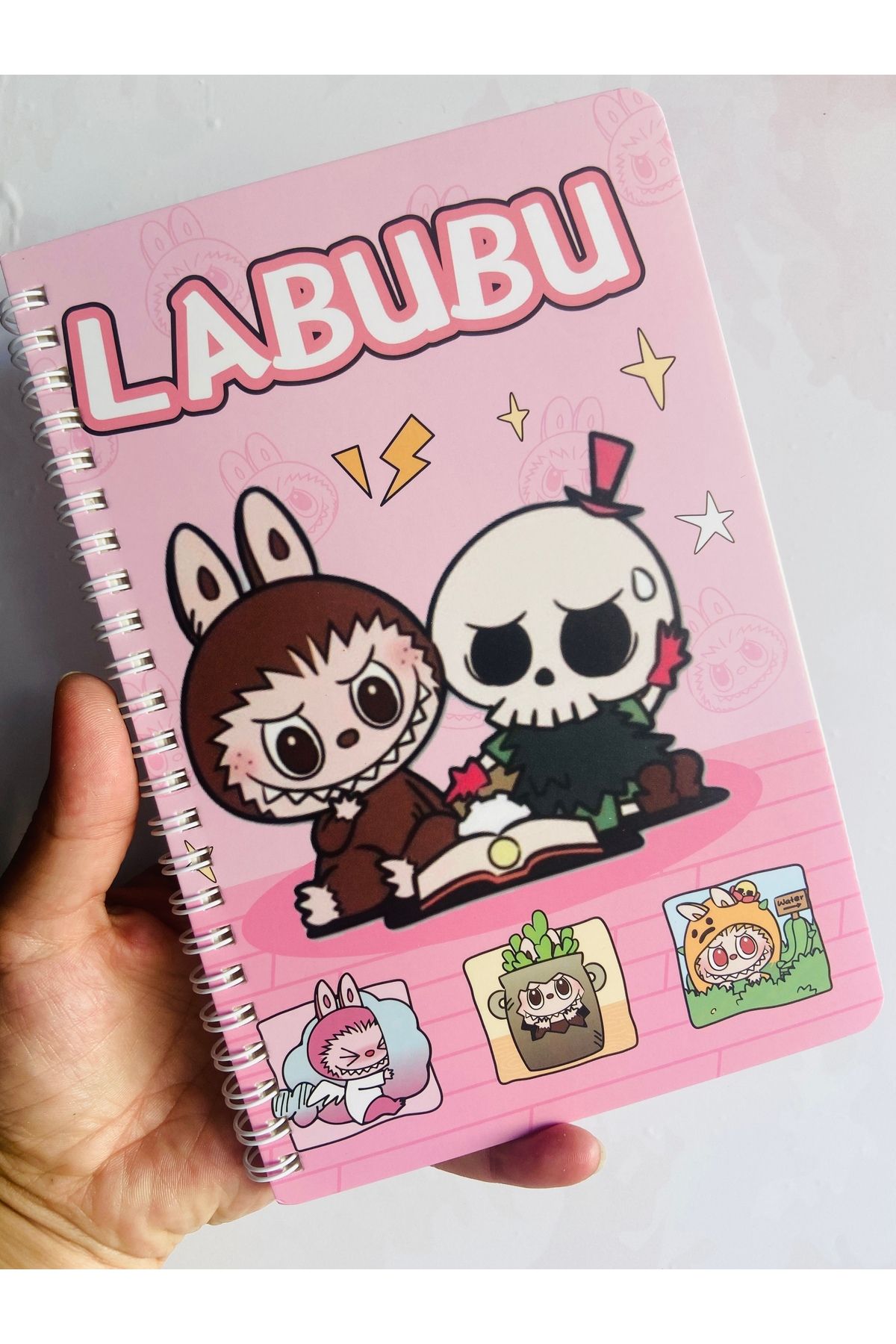 synshop Labubu Figürlü Çizgili Spiralli Defter