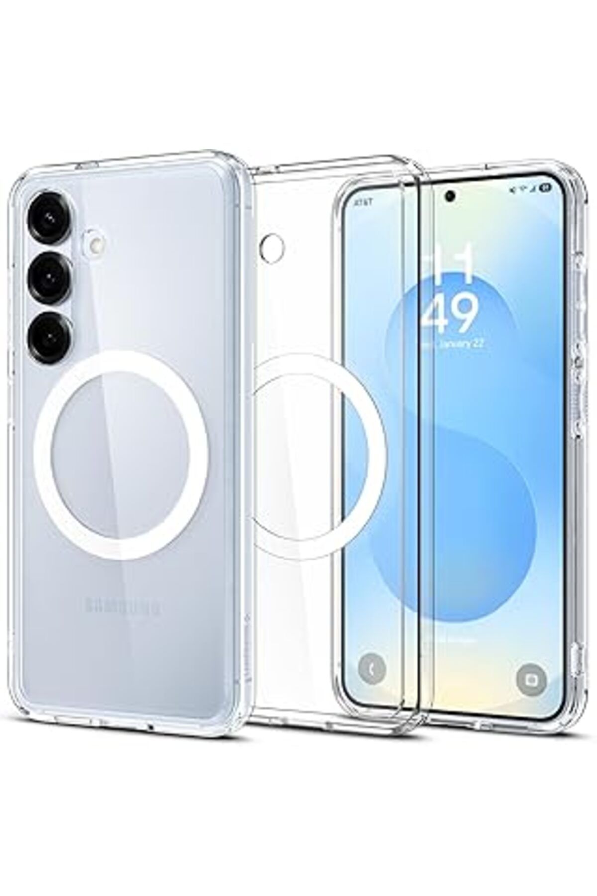 Pazarcan Galaxy S25 Kılıf Ultra Hybrid Magfit Özellikli Clear White - Acs09002