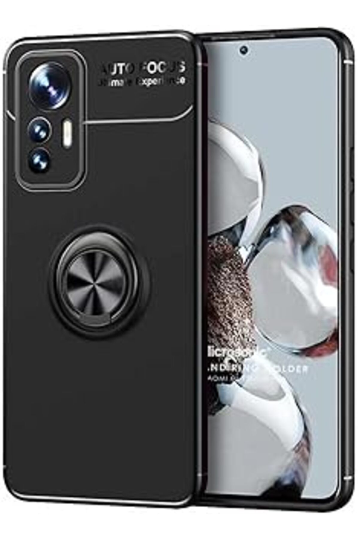 Karachil Microsonic Xiaomi Mi 12T Için Kılıf Kickstand Ring Holder Siyah [Mi 12T Ile Uyumlu Kılıf - Siyah]