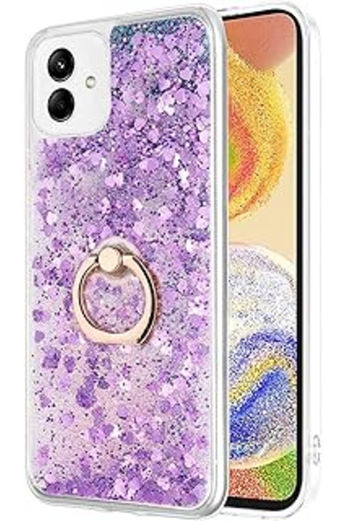 Karachil Microsonic Samsung Galaxy A04 Için Kılıf Glitter Liquid Holder Mor [Galaxy A04 Ile Uyumlu Kılıf - M