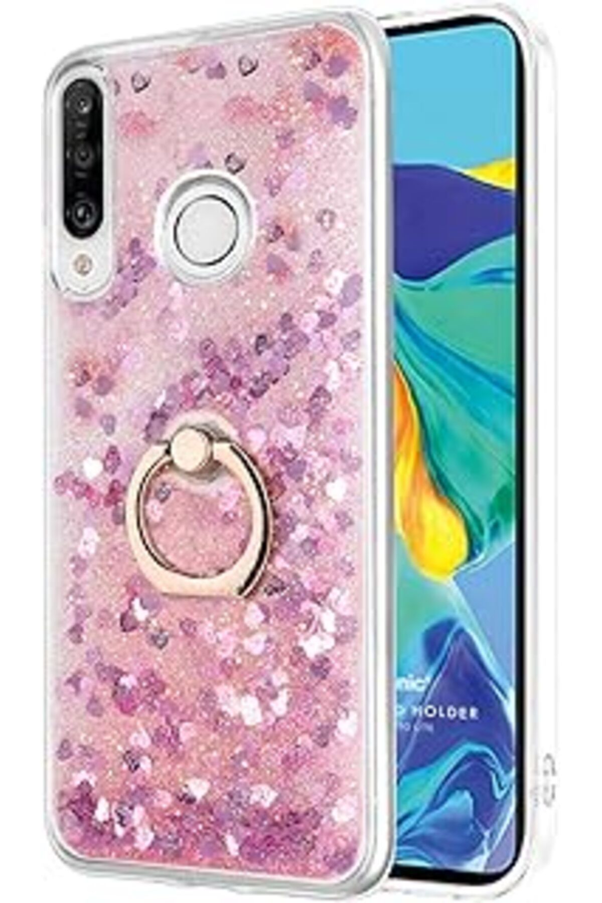 Pazarcan Microsonic Huawei P30 Lite Için Kılıf Glitter Liquid Holder Pembe [P30 Lite Ile Uyumlu Kılıf - Pemb