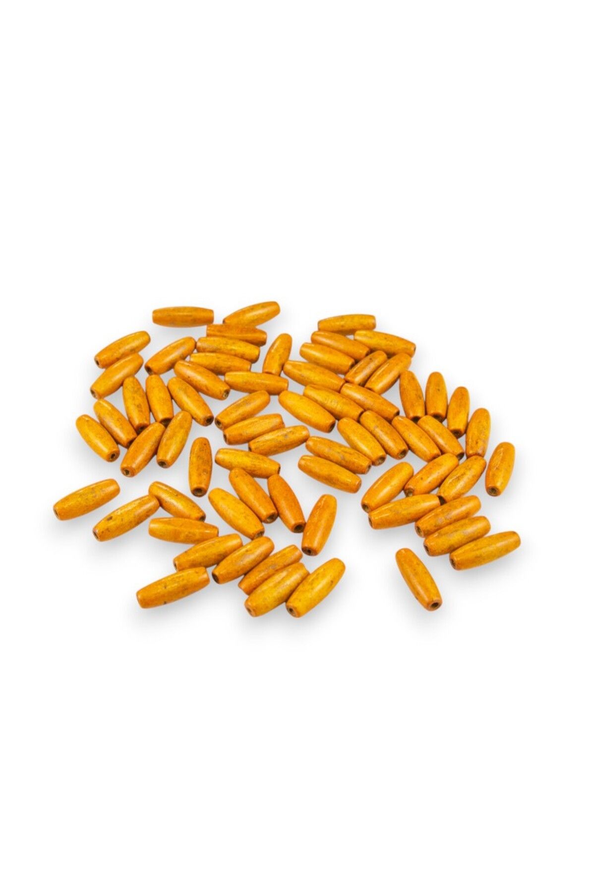 Serhat Aksesuar ve El İşçilik 12 Mm Arpa Turuncu (22X6 MM) Ahşap Boncuk 35 gr (100 ADET)