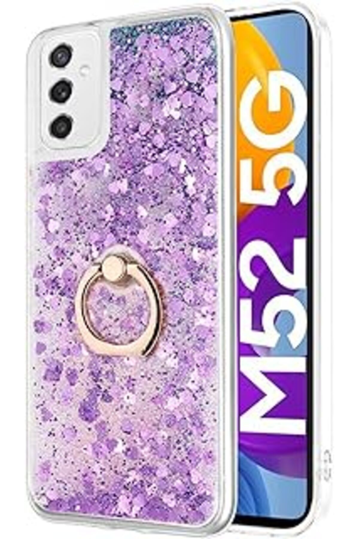 Karachil Microsonic Samsung Galaxy M52 Için Kılıf Glitter Liquid Holder Mor [Galaxy M52 Ile Uyumlu Kılıf - M