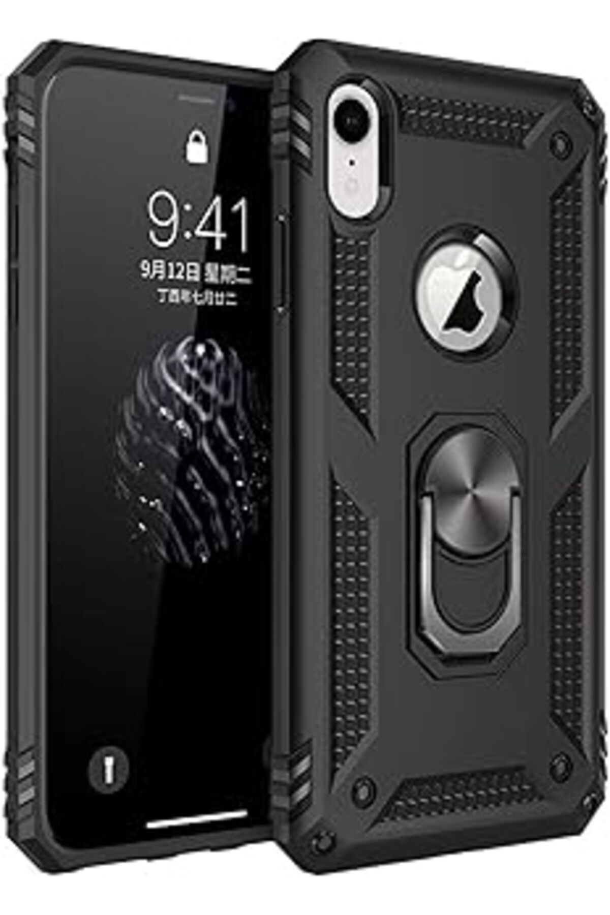 Karachil Microsonic Apple Iphone Xr Için Kılıf Military Ring Holder Siyah [Iphone Xr Ile Uyumlu Kılıf - Siya