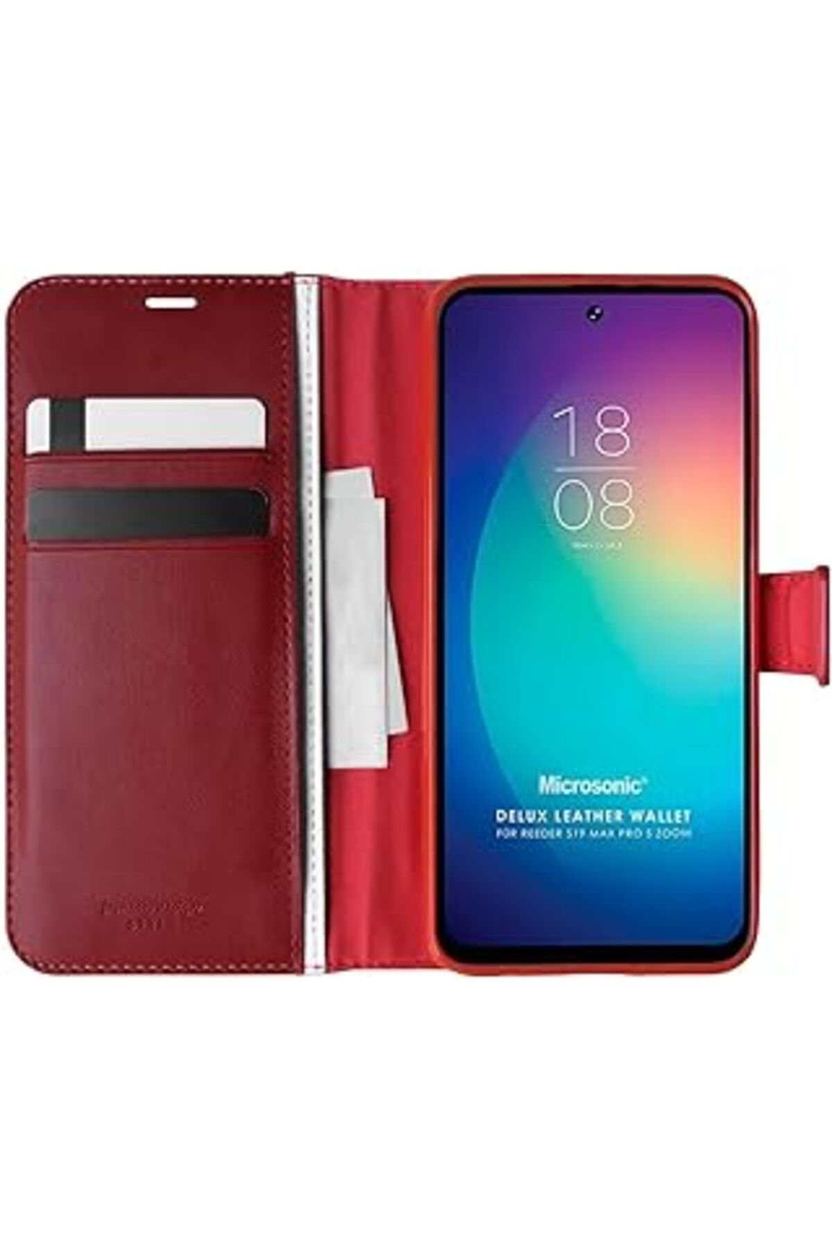 Karachil Microsonic Reeder S19 Max Pro S Zoom Kılıf Delux Leather Wallet Kırmızı [S19 Max Pro S Zoom Ile Uyu