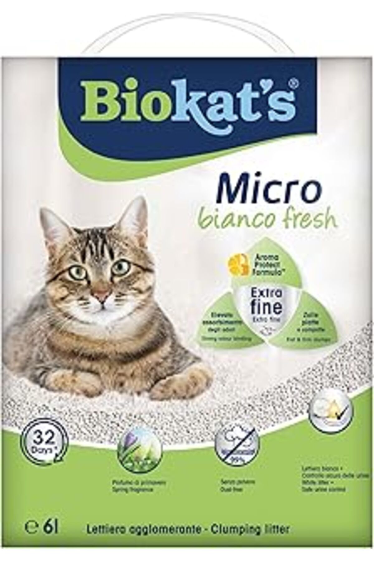 Karachil Biokat'S Biokats Micro Bianco Fresh, Topaklaşan Kedi Kumu 6Lt