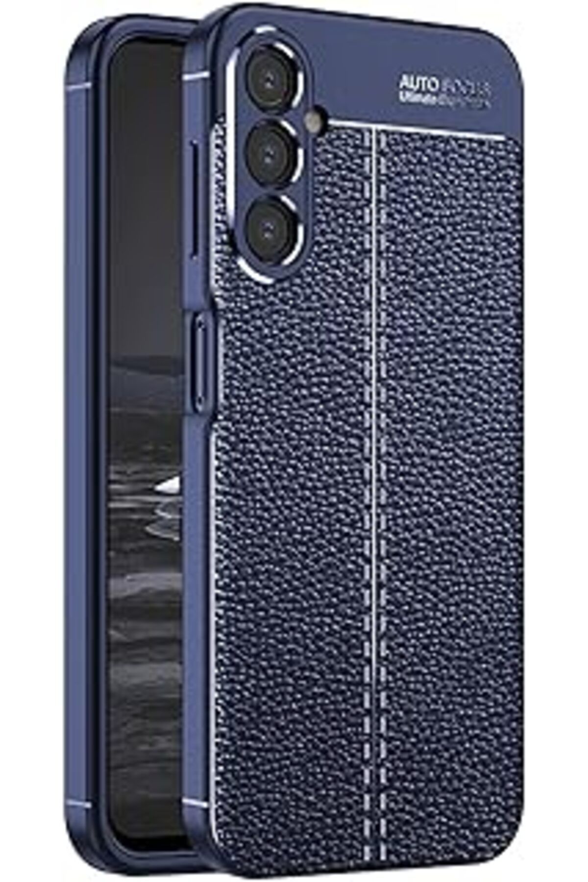 Karachil Microsonic Samsung Galaxy A24 Için Kılıf Deri Dokulu Silikon Lacivert [Galaxy A24 Ile Uyumlu Kılıf