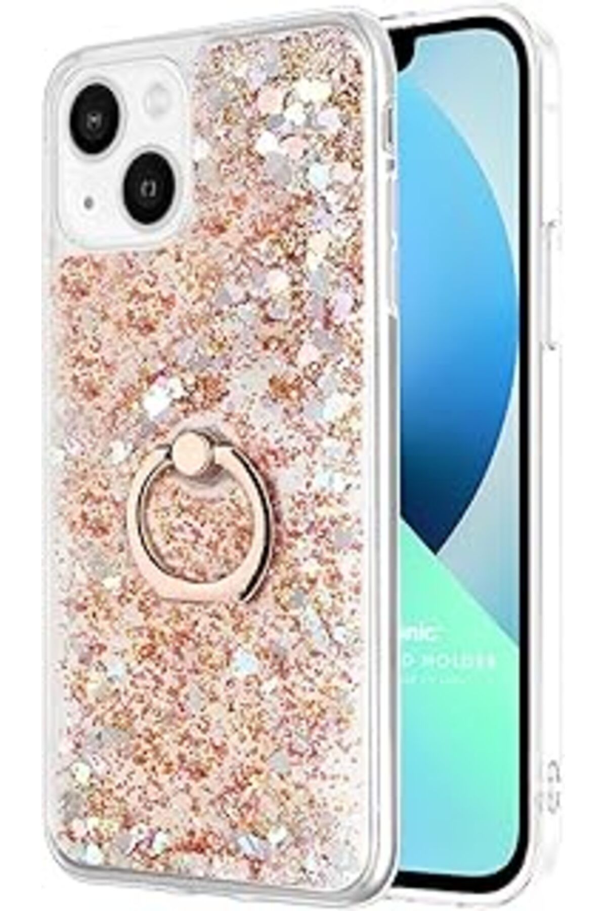 Karachil Microsonic Apple Iphone 13 Mini Için Kılıf Glitter Liquid Holder Gold [Iphone 13 Mini Ile Uyumlu Kı