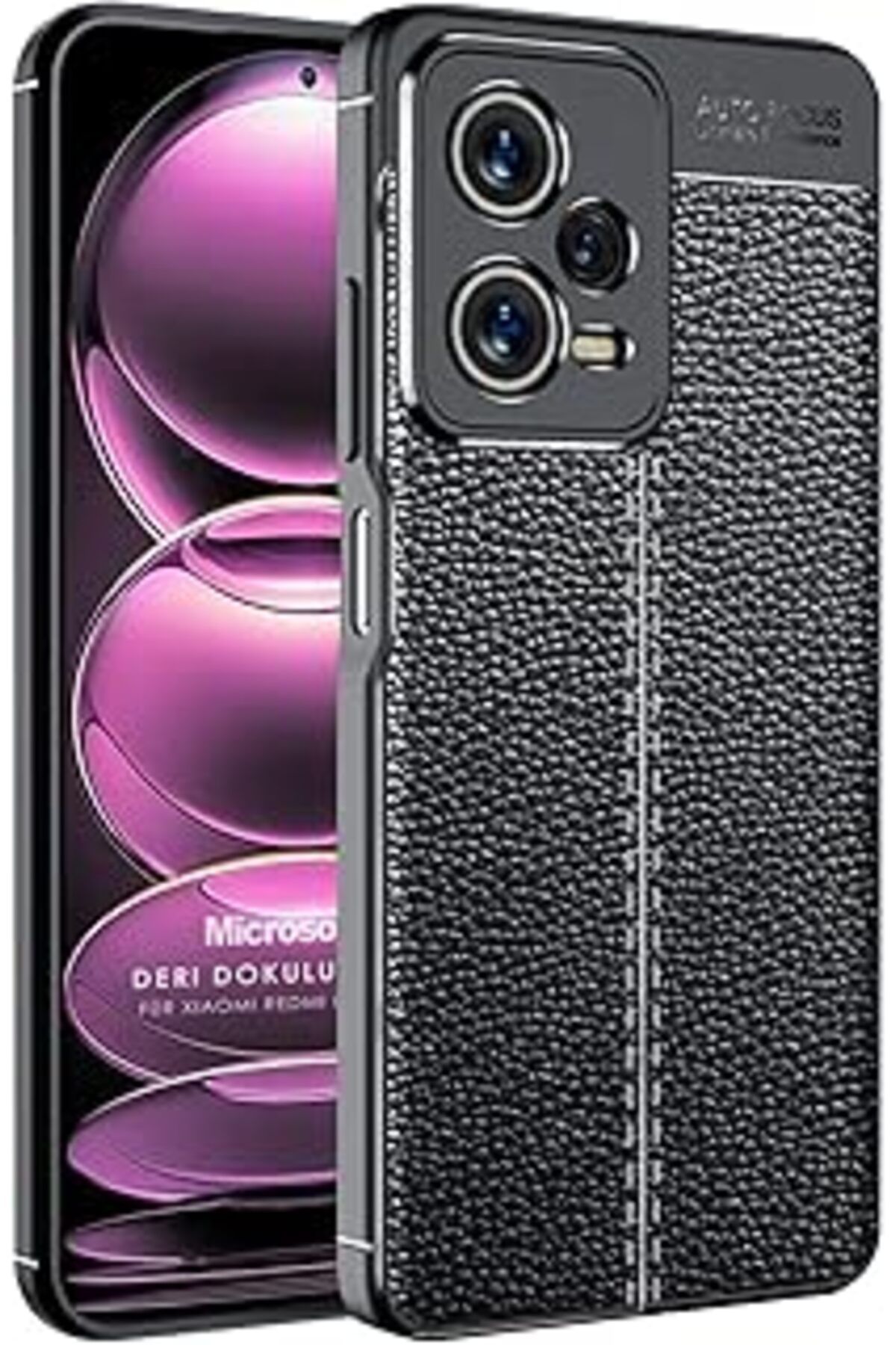Karachil Microsonic Xiaomi Redmi Note 12 Için Kılıf Deri Dokulu Silikon Siyah [Redmi Note 12 Ile Uyumlu Kılı