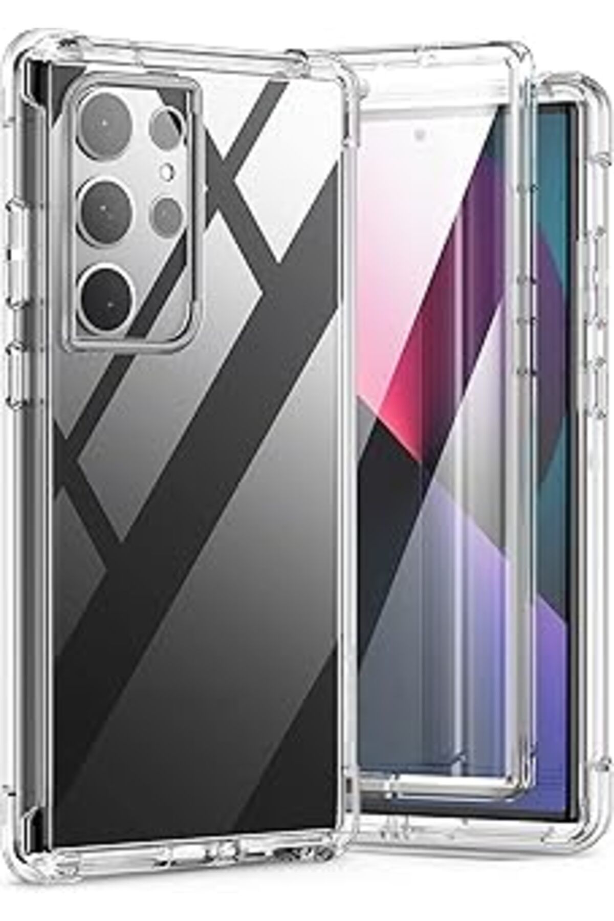 Karachil Merwish Samsung Galaxy S23 Ultra Uyumlu Anti Shock Darbe Emici S23 Ultra (6.8') Şeffaf Silikon Tpu