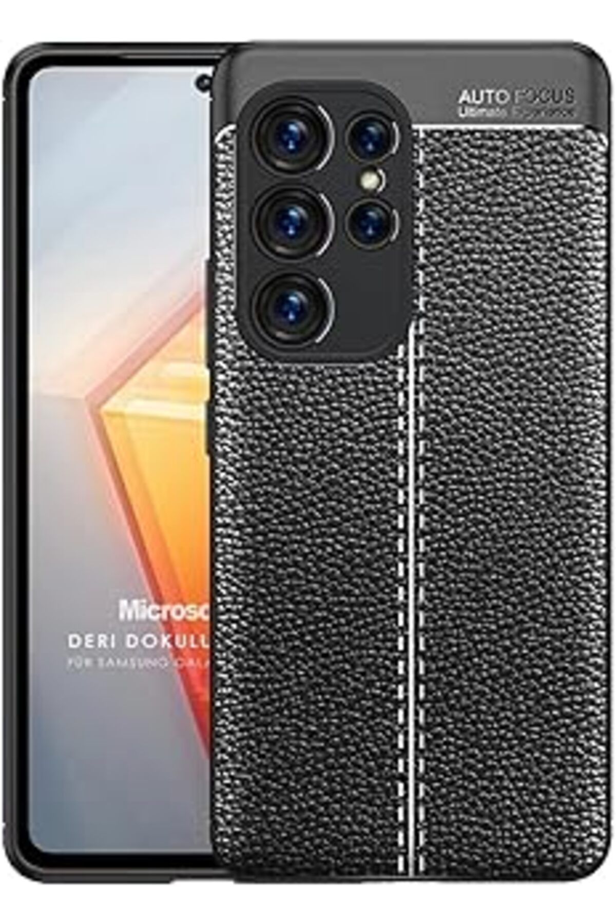 Karachil Microsonic Samsung Galaxy S24 Ultra Kılıf Deri Dokulu Silikon Siyah [Galaxy S24 Ultra Ile Uyumlu Kı