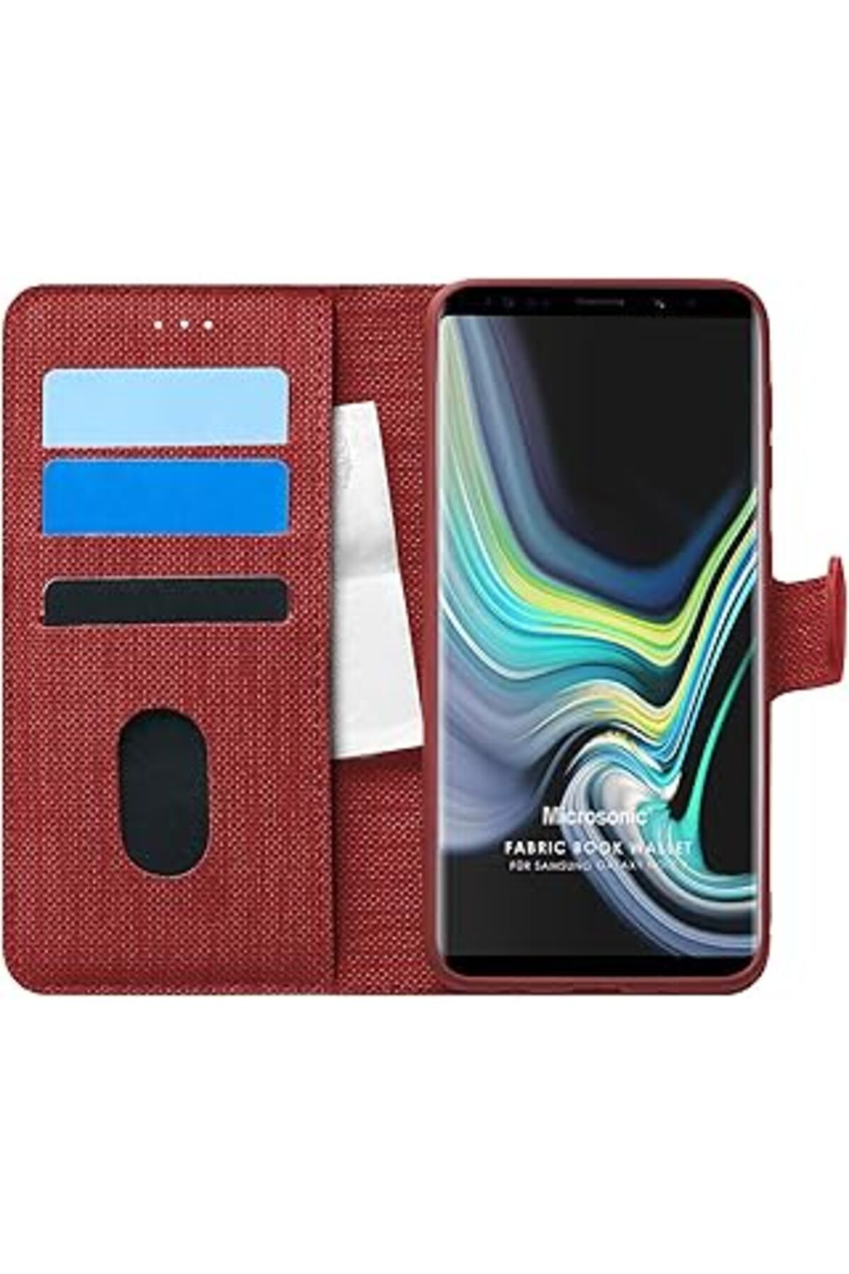 Karachil Microsonic Samsung Galaxy Note 9 Için Kılıf Fabric Book Wallet Kırmızı [Galaxy Note 9 Ile Uyumlu Kı