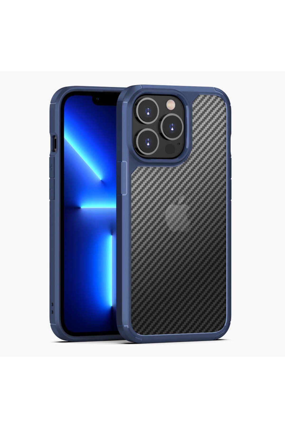 iPhone 13 Pro Max Uyumlu HZRV İnoks Kılıf-Mavi