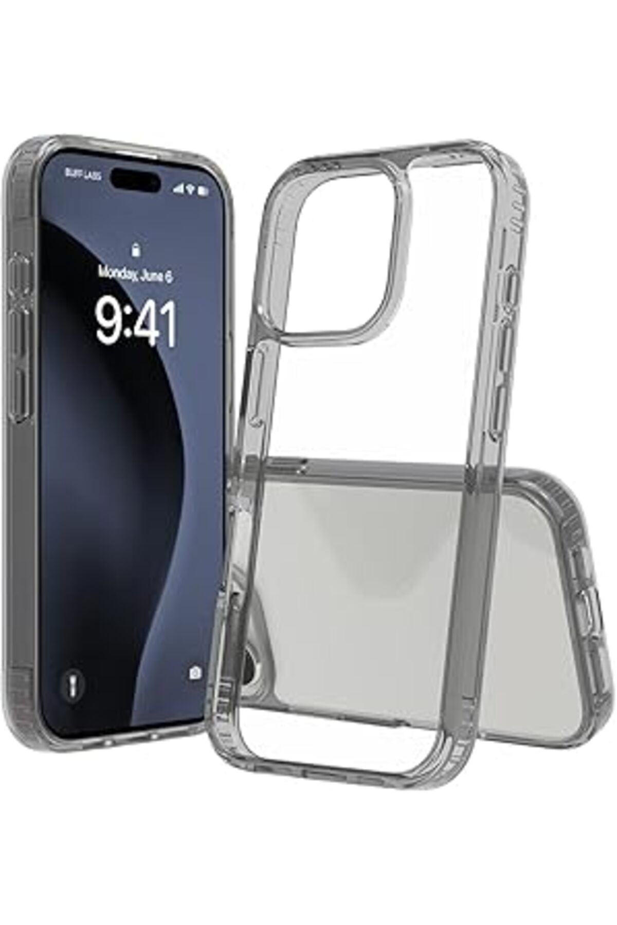 Karachil Buff Labs Iphone 16 Pro Ile Uyumlu Air Hybrid Darbe Emici Tpu + Pc Kılıf (Smoke Black)