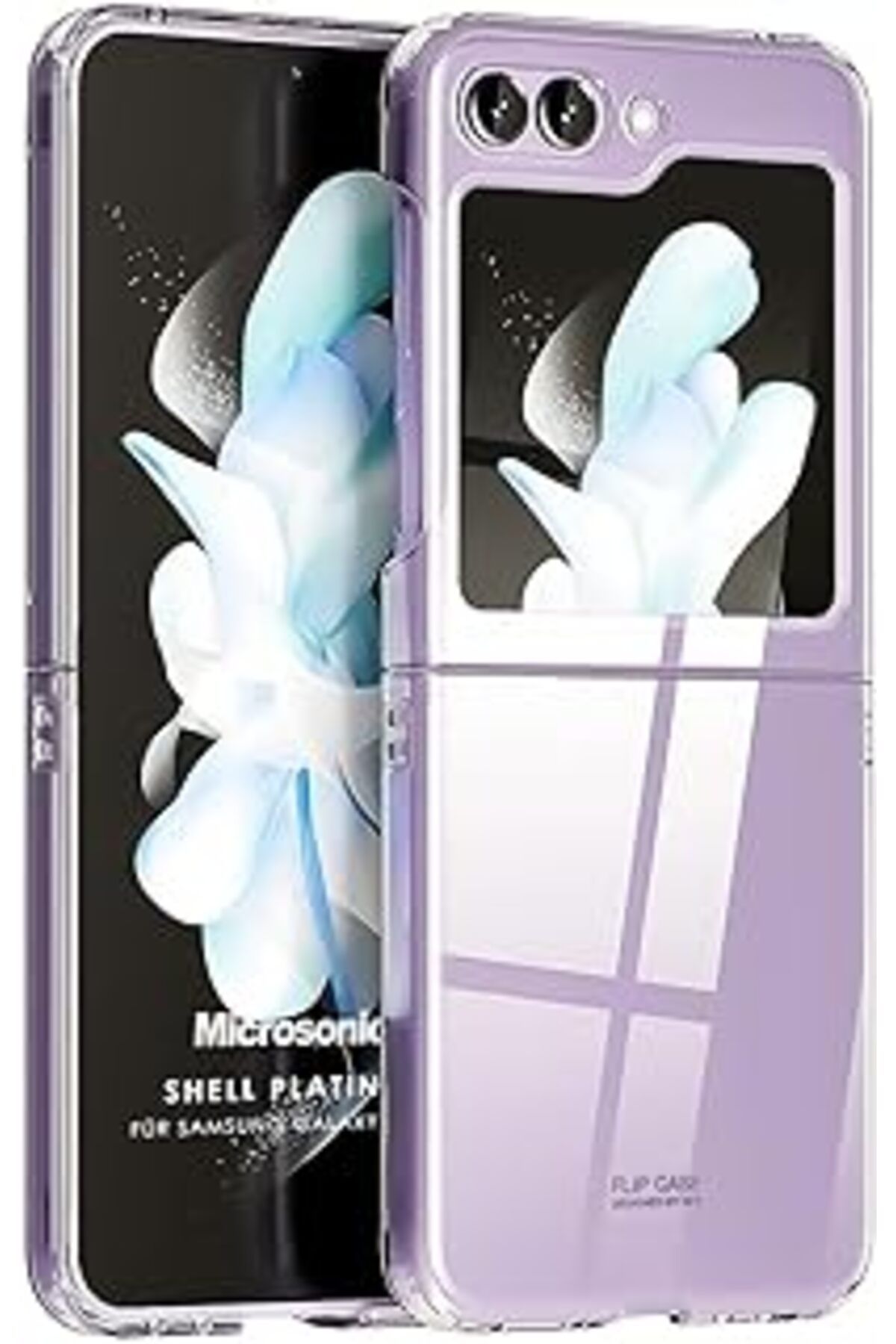 Karachil Microsonic Samsung Galaxy Z Flip 5 Için Kılıf Shell Platinum Şeffaf [Galaxy Z Flip 5 Ile Uyumlu Kıl