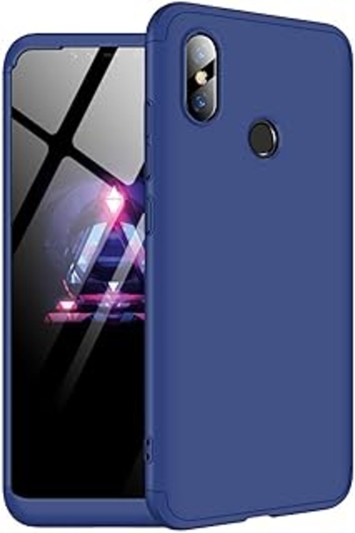 Karachil Microsonic Xiaomi Redmi Note 6 Pro Için Kılıf Double Dip 360 Protective Lacivert [Redmi Note 6 Pro