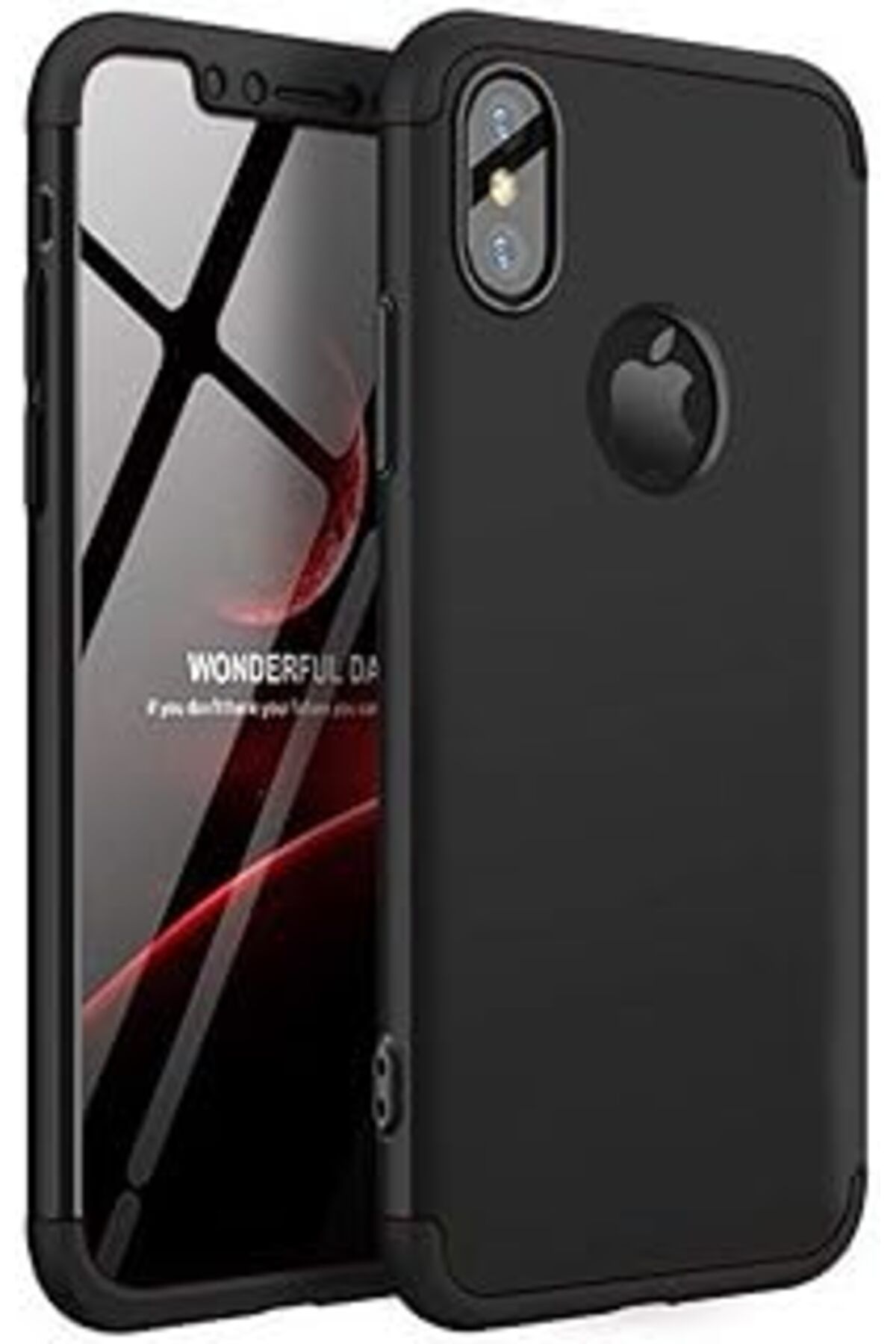 Karachil Microsonic Apple Iphone Xs Için Kılıf Double Dip 360 Protective Siyah [Iphone Xs Ile Uyumlu Kılıf -