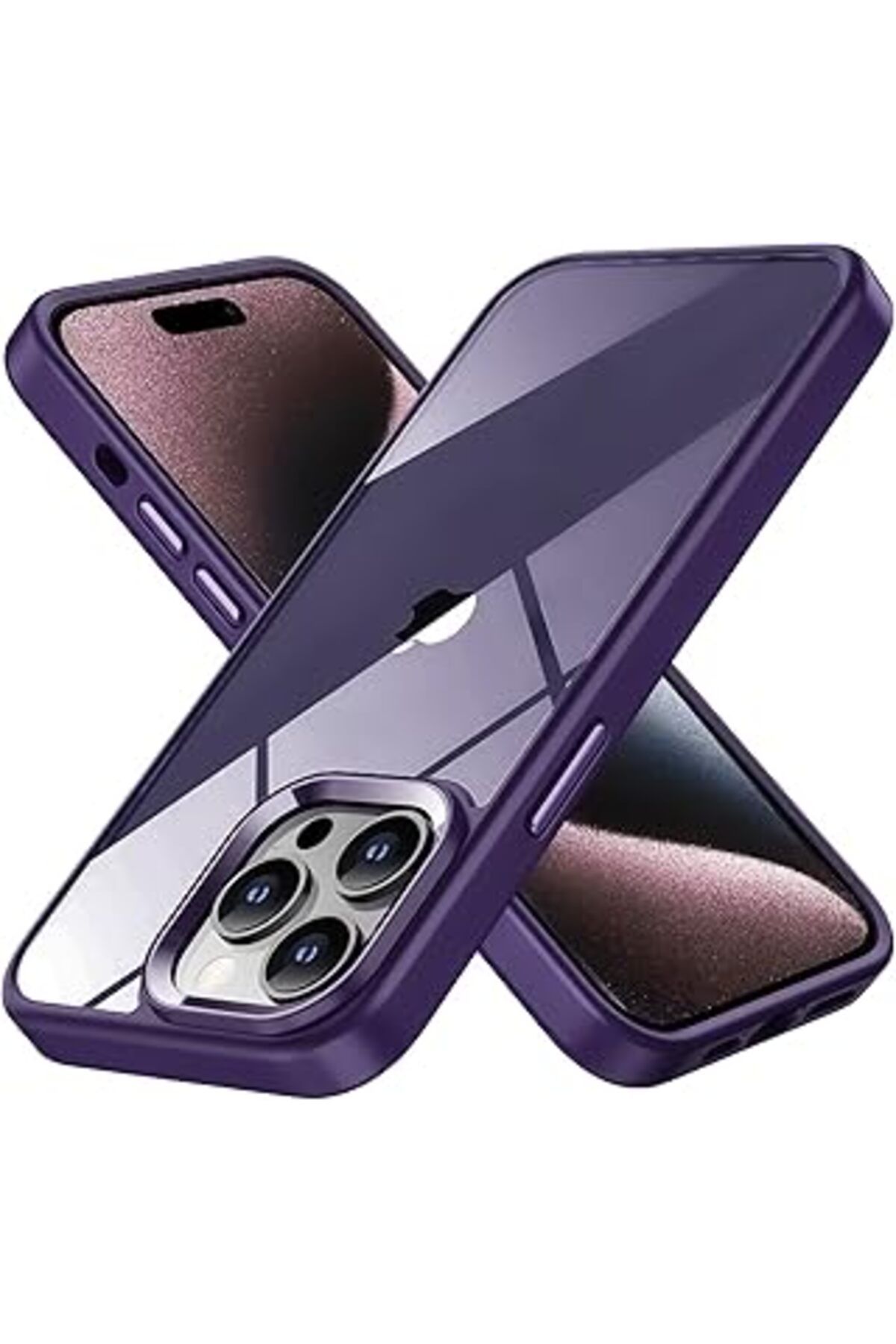 Karachil Minesk İphone 14 Pro Max İçin Kenarları Silikon Arkası Kristal Berraklığında Polikarbonat Cam Lens