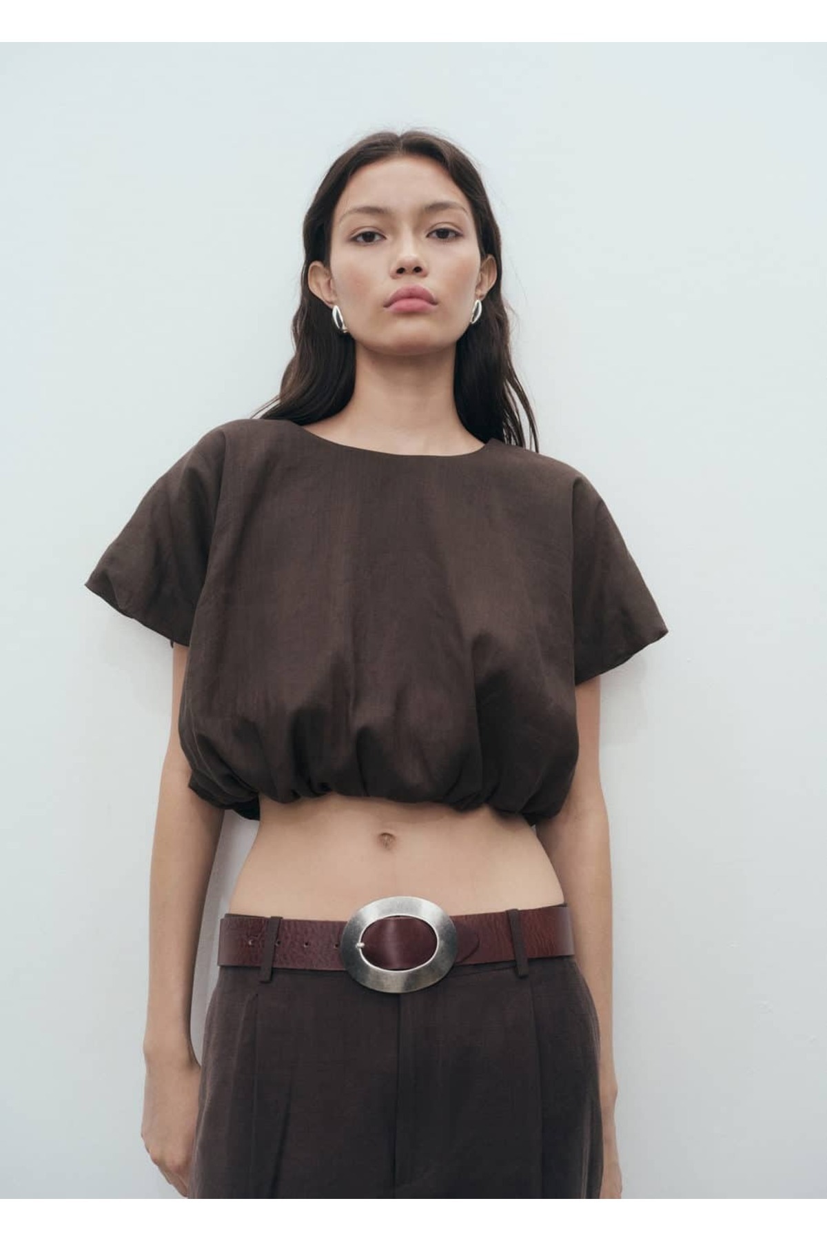 Ramie crop balon bluz