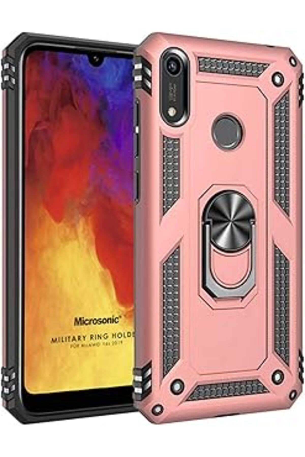 Karachil Microsonic Huawei Y6S 2019 Için Kılıf Military Ring Holder Rose Gold [Y6S 2019 Ile Uyumlu Kılıf - R