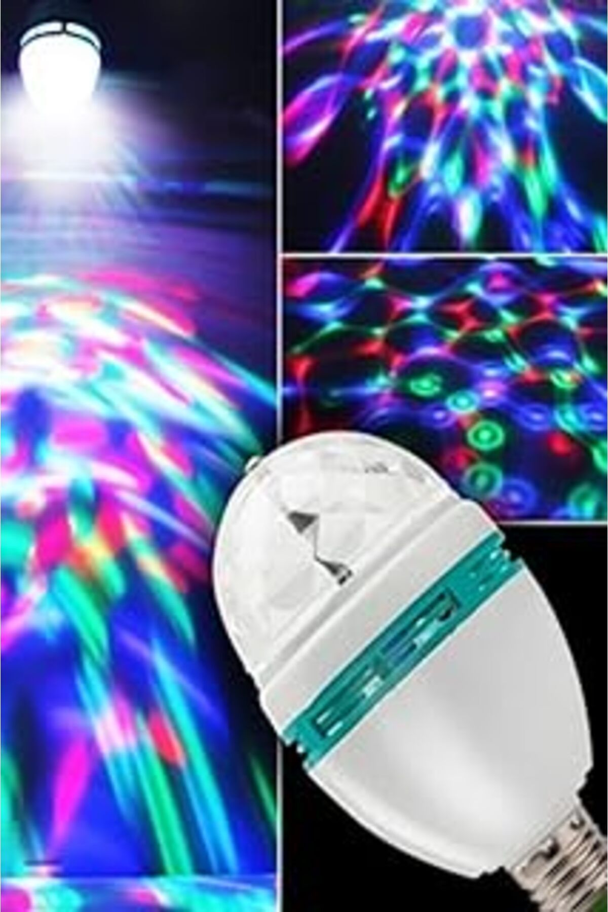 Pazarcan Mobee Bigem Bm-553 Renkli Disko Ampulü Lambası E27 Duy Led Ampul Dönen Disco Topu 1410