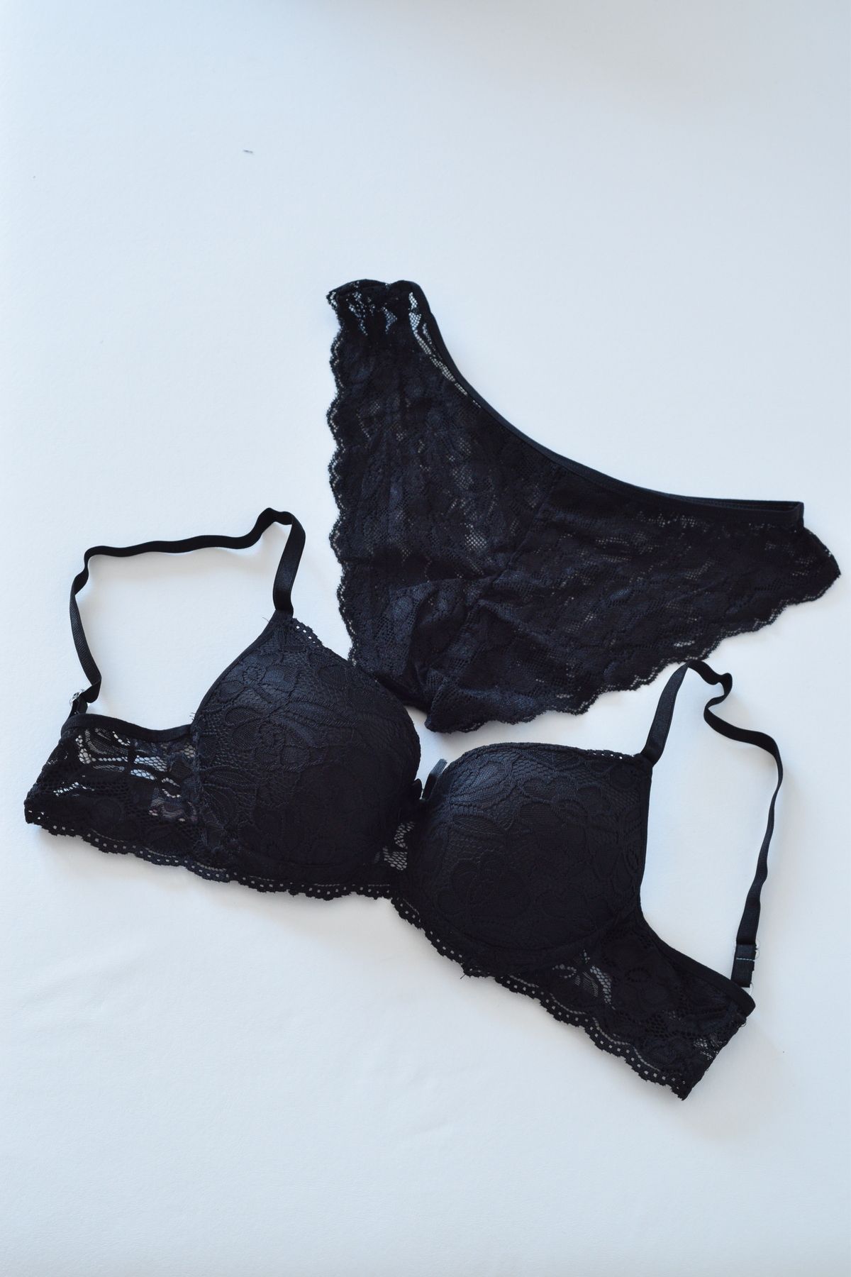 Arven Home Design Siyah Dantelli Push-up Sütyen Takımı