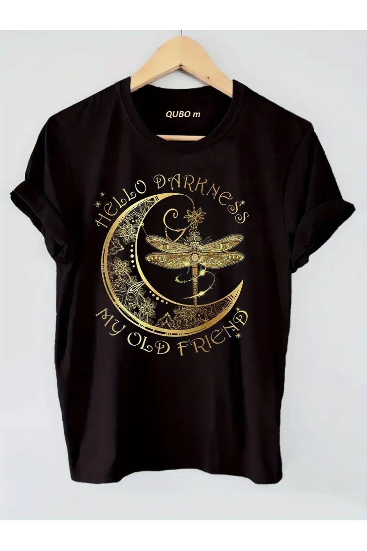 Hunors Sportswear & Company Unisex Kadın/Erkek Oversize Baskılı Pamuklu Bisiklet Yaka Kısa Kollu SİYAH T-shirt