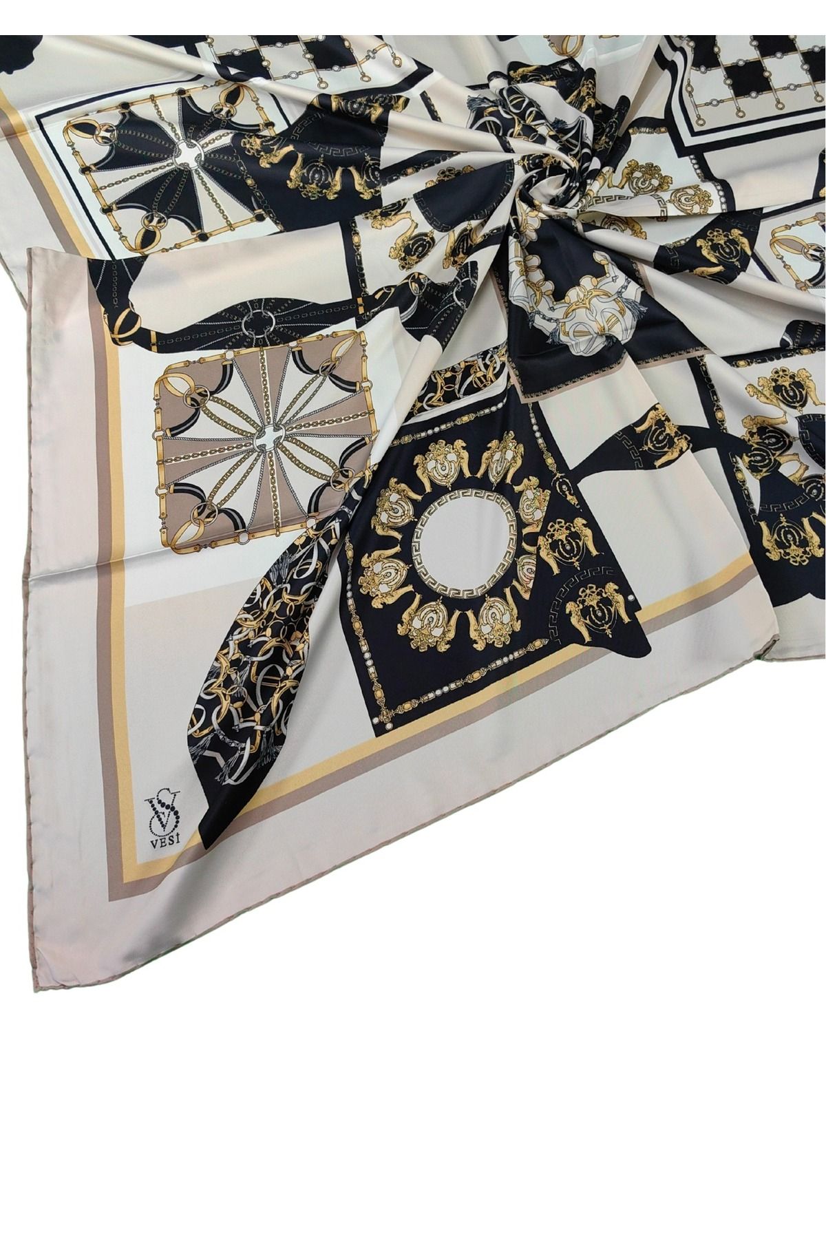 mim eşarp VESİ Eşarp Desenli Sport Twill Eşarp 120x120 cm
