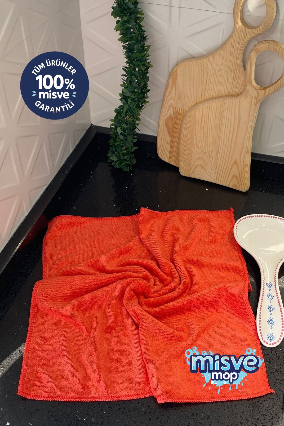 Misvele Misveclean ( 3 Adet ) Kırmızı Renk Özel Seri Mikrofiber Genel Temızlık Bezi 40x40 Cm