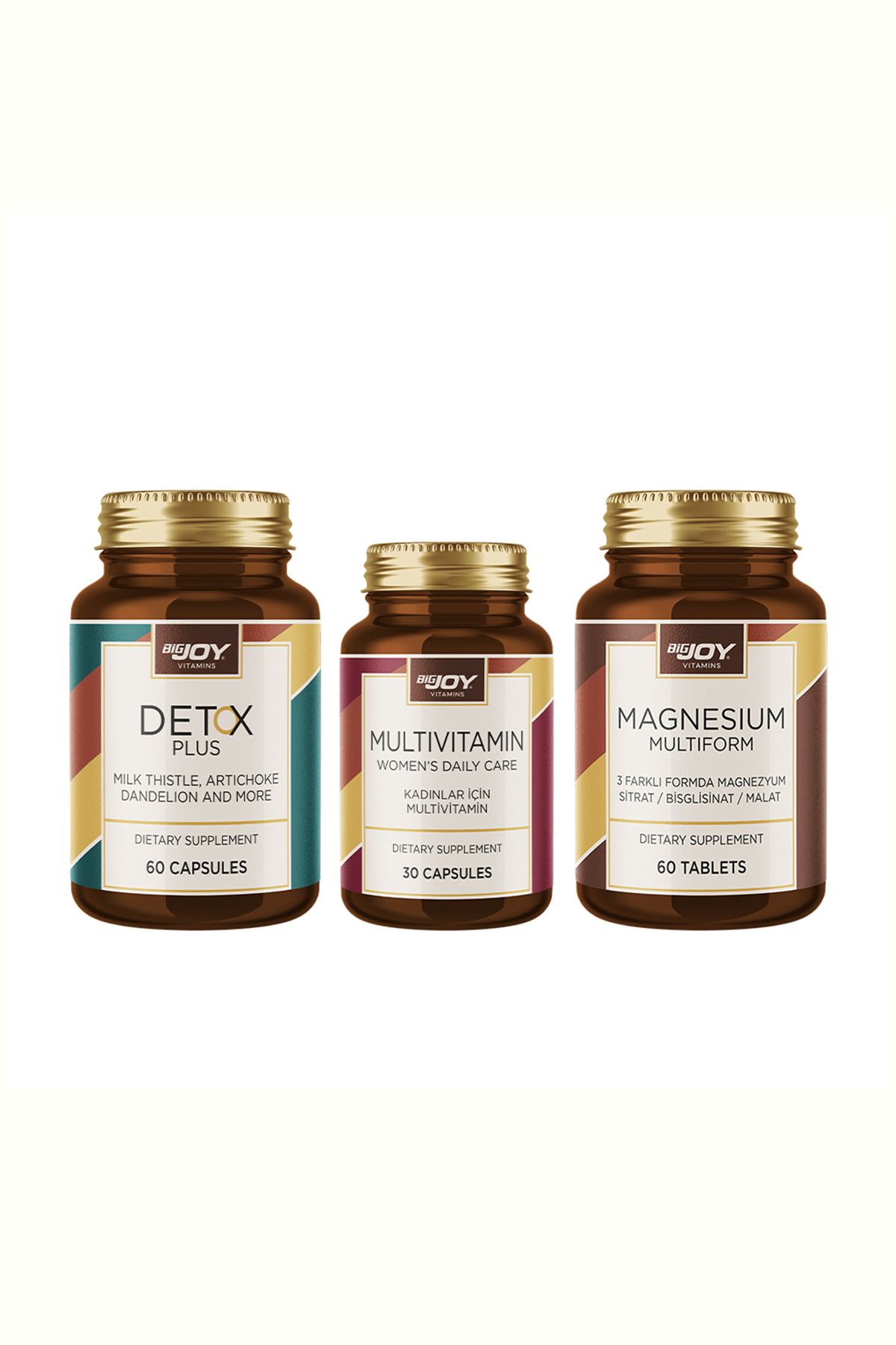 Bigjoy Vitamins Kadınlar İçin Vitamin&Mineral Paketi MULTIVITAMIN 30 Kapsül+DETOX PLUS 60 Kapsül+MAGNEZYUM 60 Kapsül