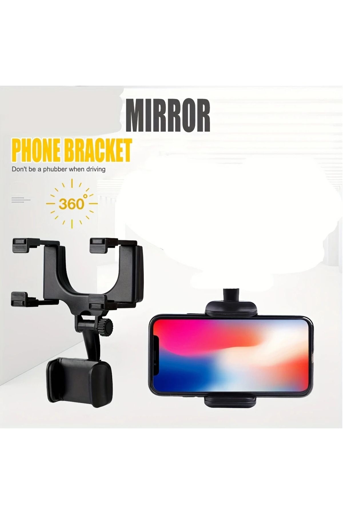 Askımo 360 Derece Apple Iphone Samsung Için Araba Dikiz Aynası Montaj Telefon Tutucu Siyah Araç